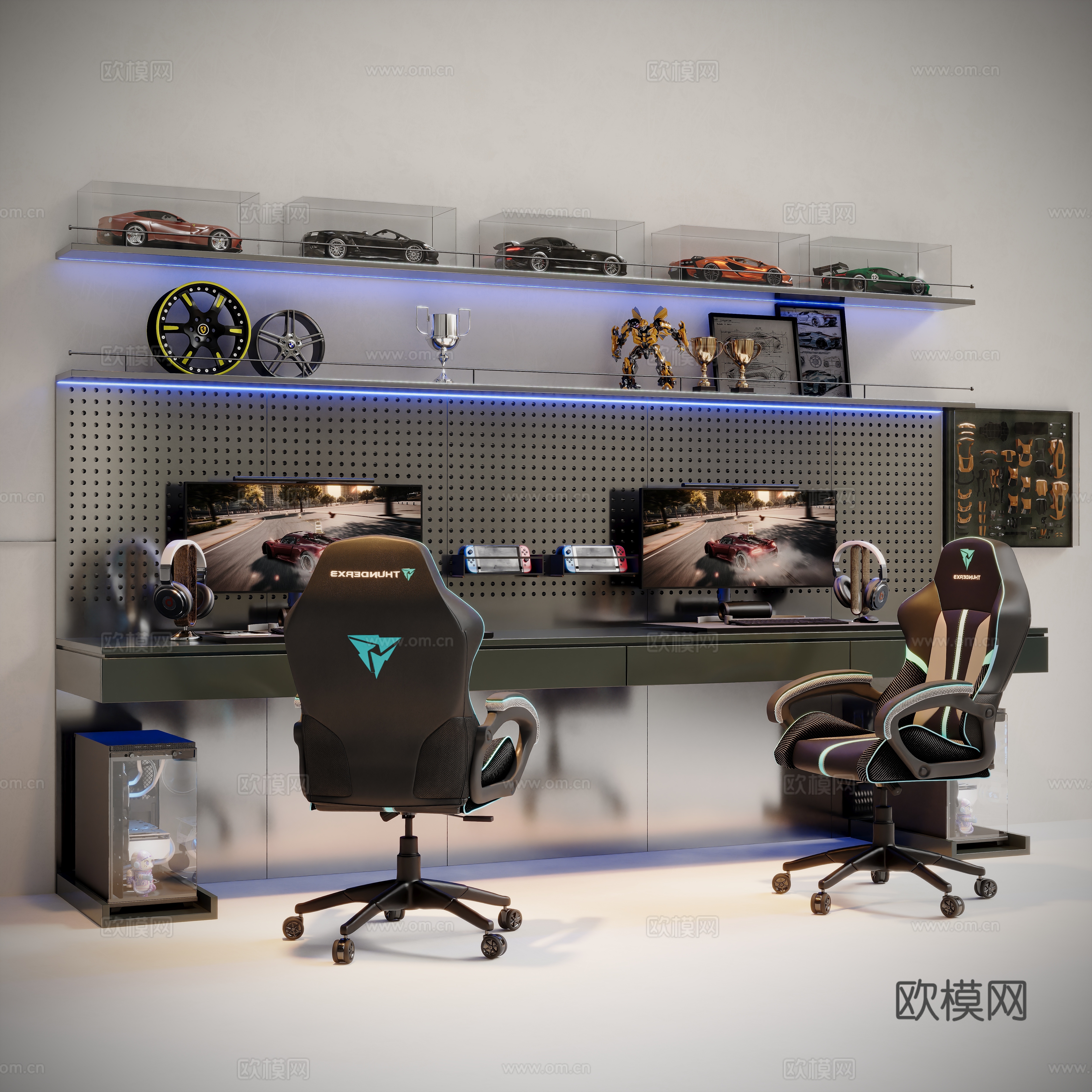 Modern gaming desk computer desk 3d model