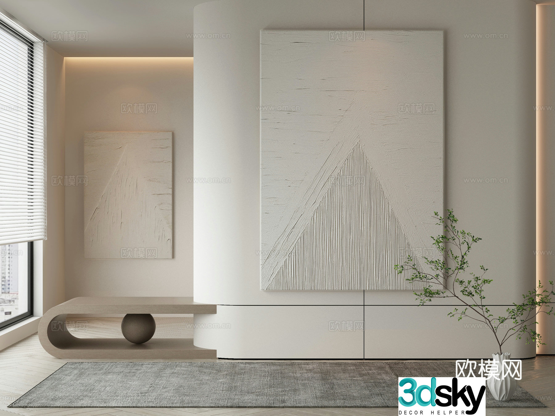 Modern texture painting decorative painting 3d model