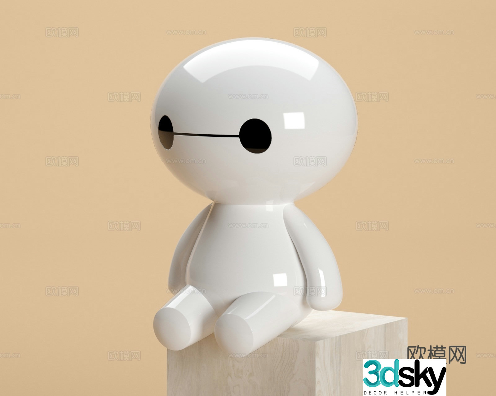 Super Marines Q version Baymax figure trendy 3D model