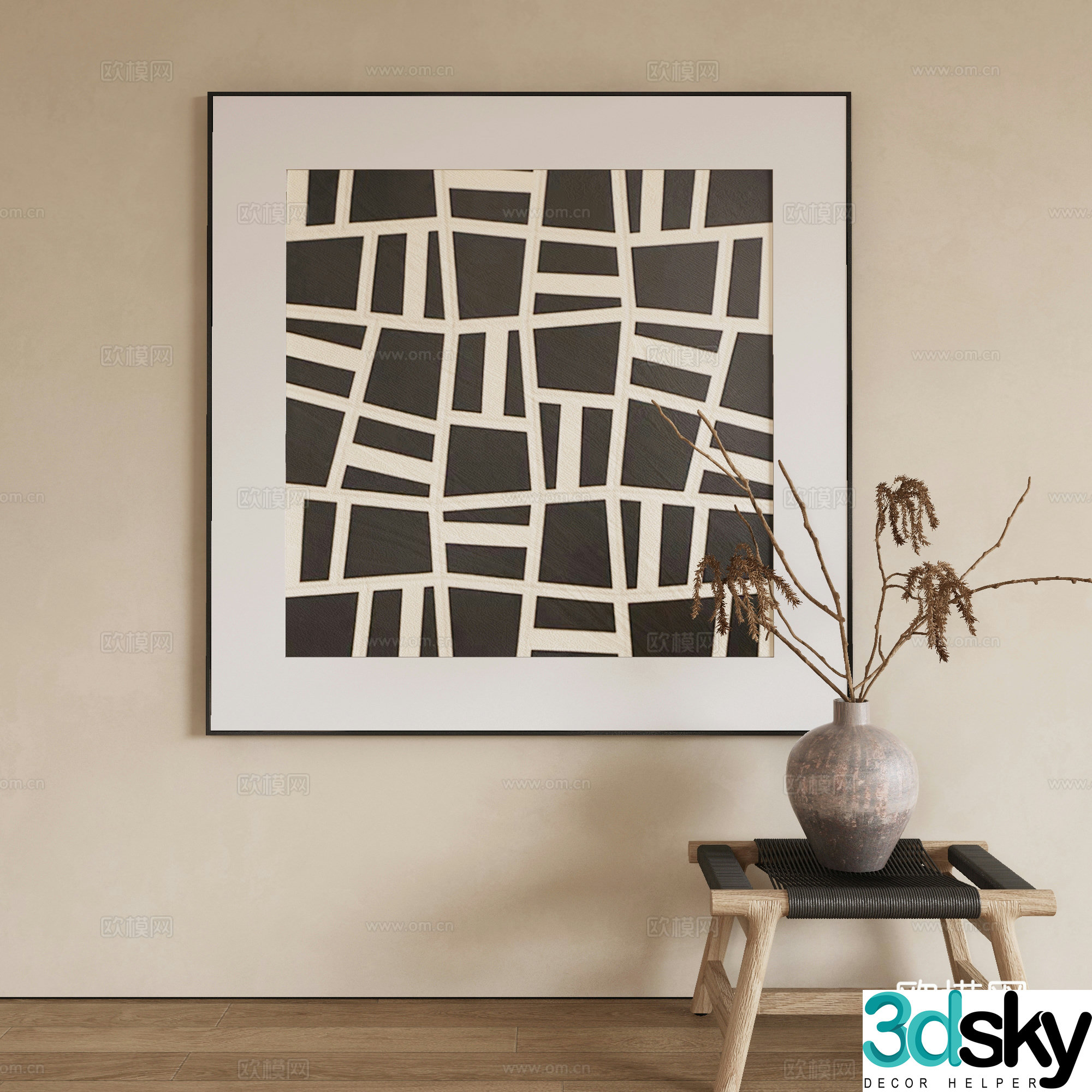 Modern abstract painting decorative painting 3d model