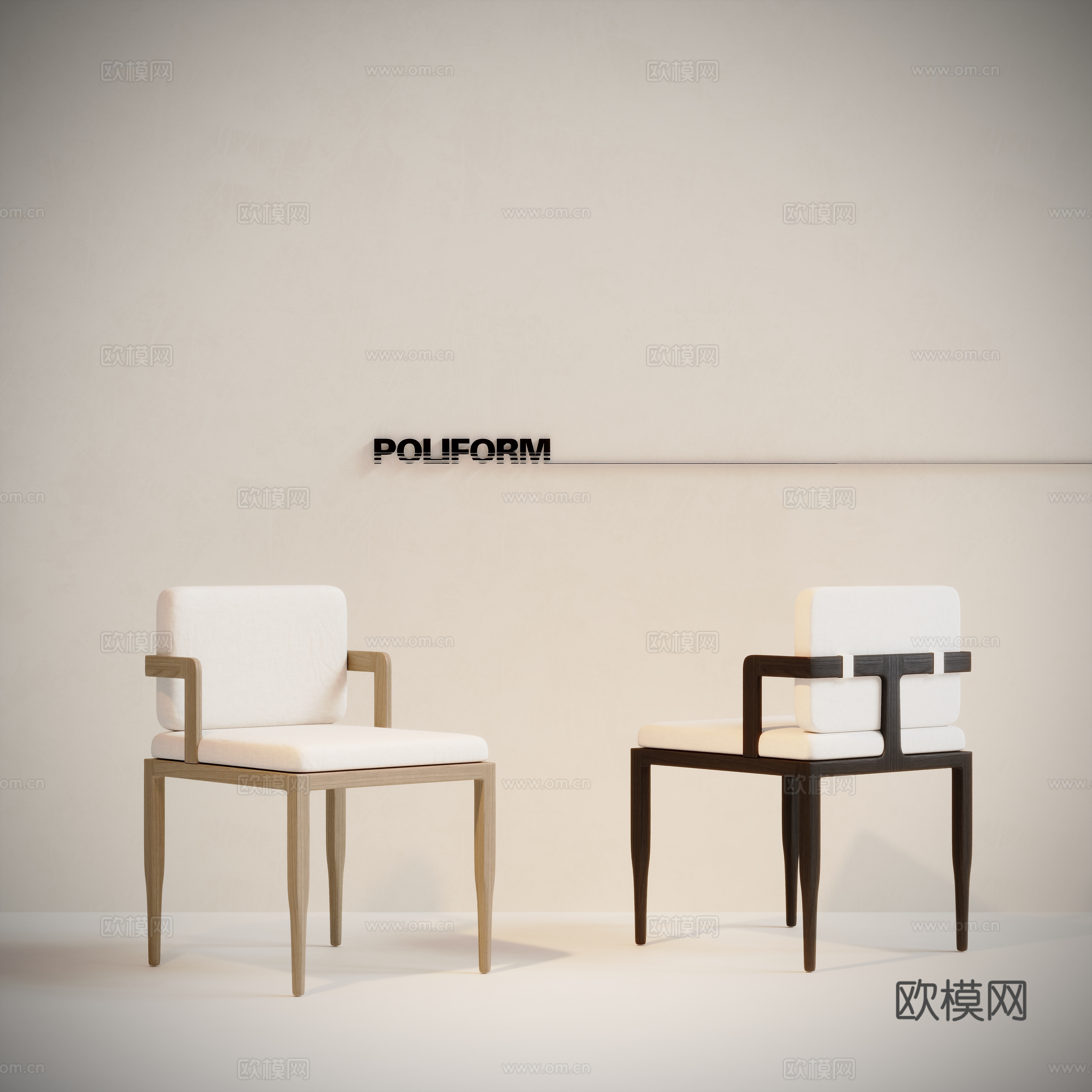 Modern single chair dining chair 3d model