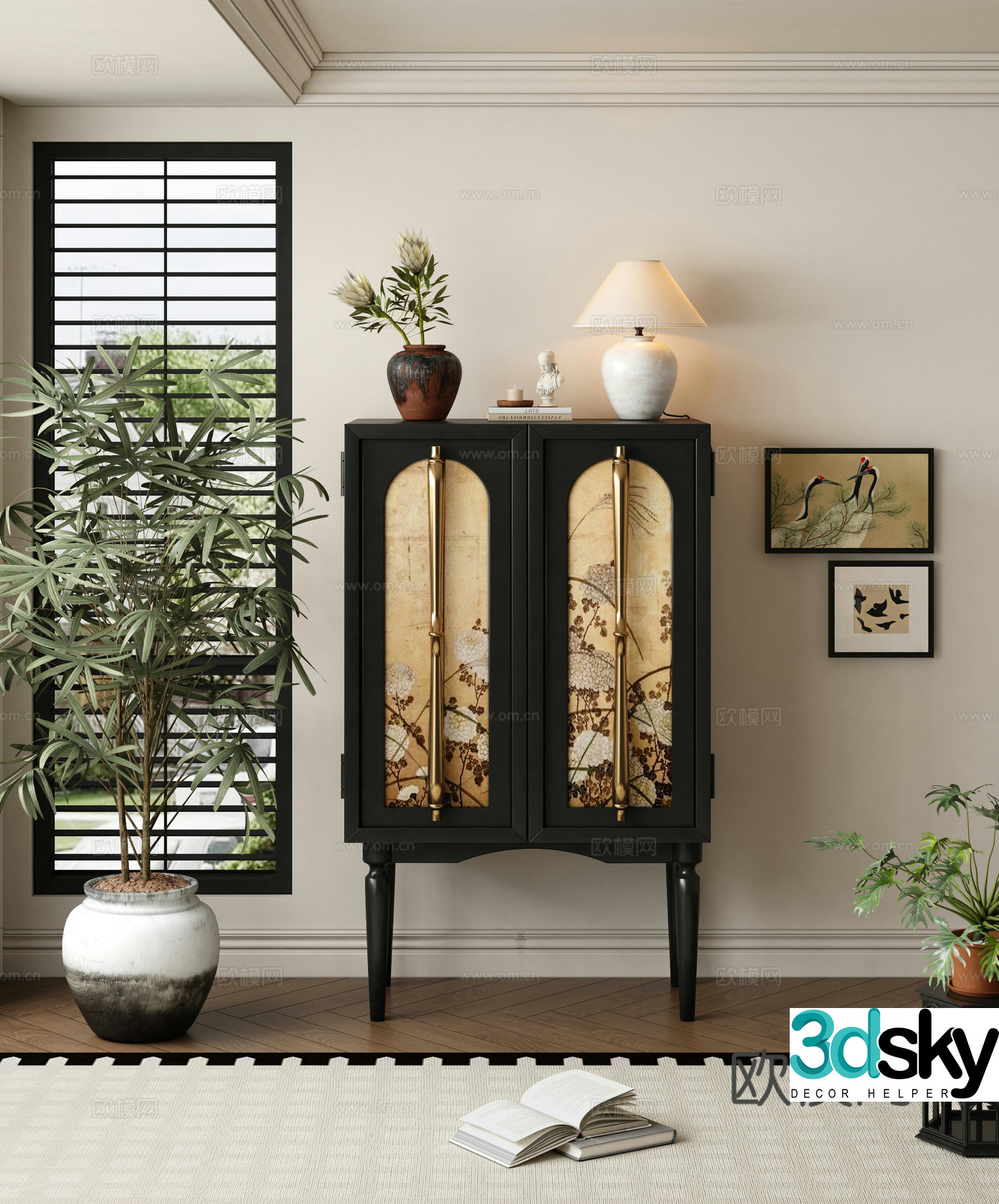 French end view cabinet entrance cabinet 3d model