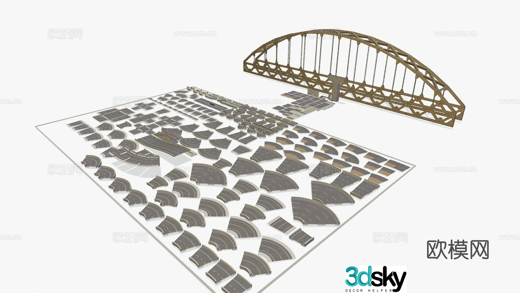 Modern road traffic road municipal road highway standard section zebra crossing 3D model