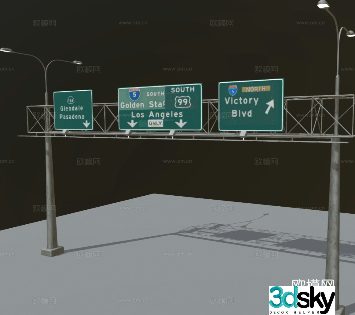 highway sign highway information sign road sign 3d model