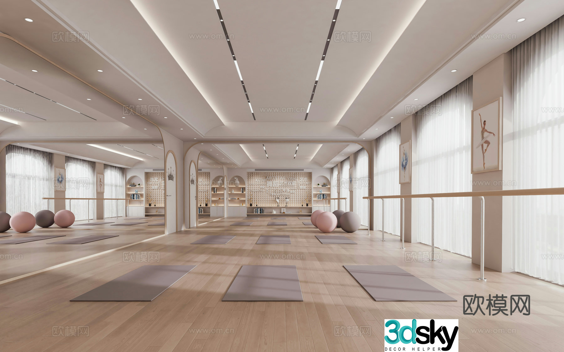 Modern yoga room 3d model