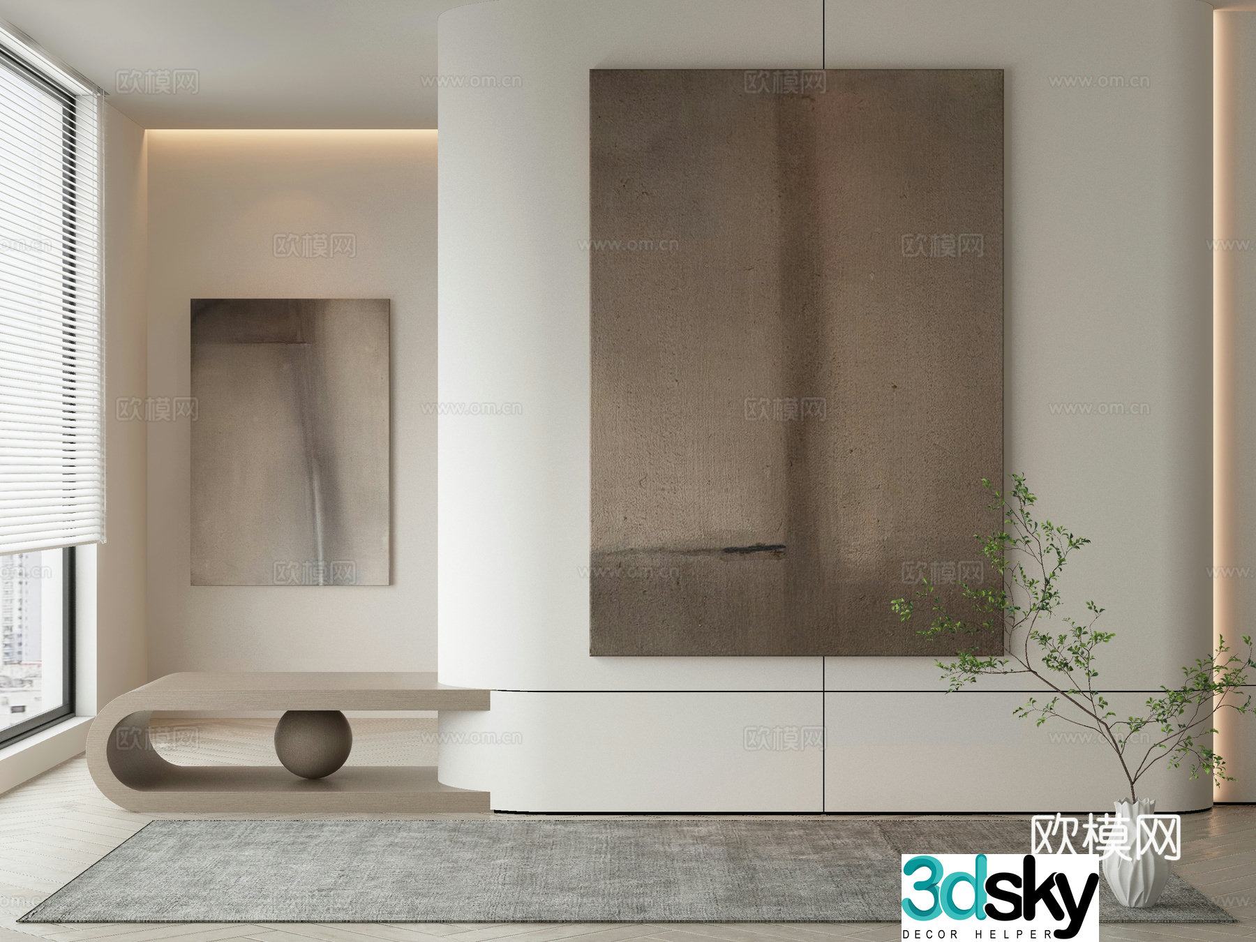 Modern texture painting decorative painting 3d model