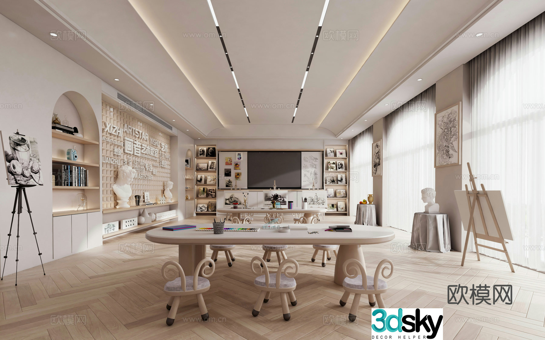 Modern classroom art classroom 3d model
