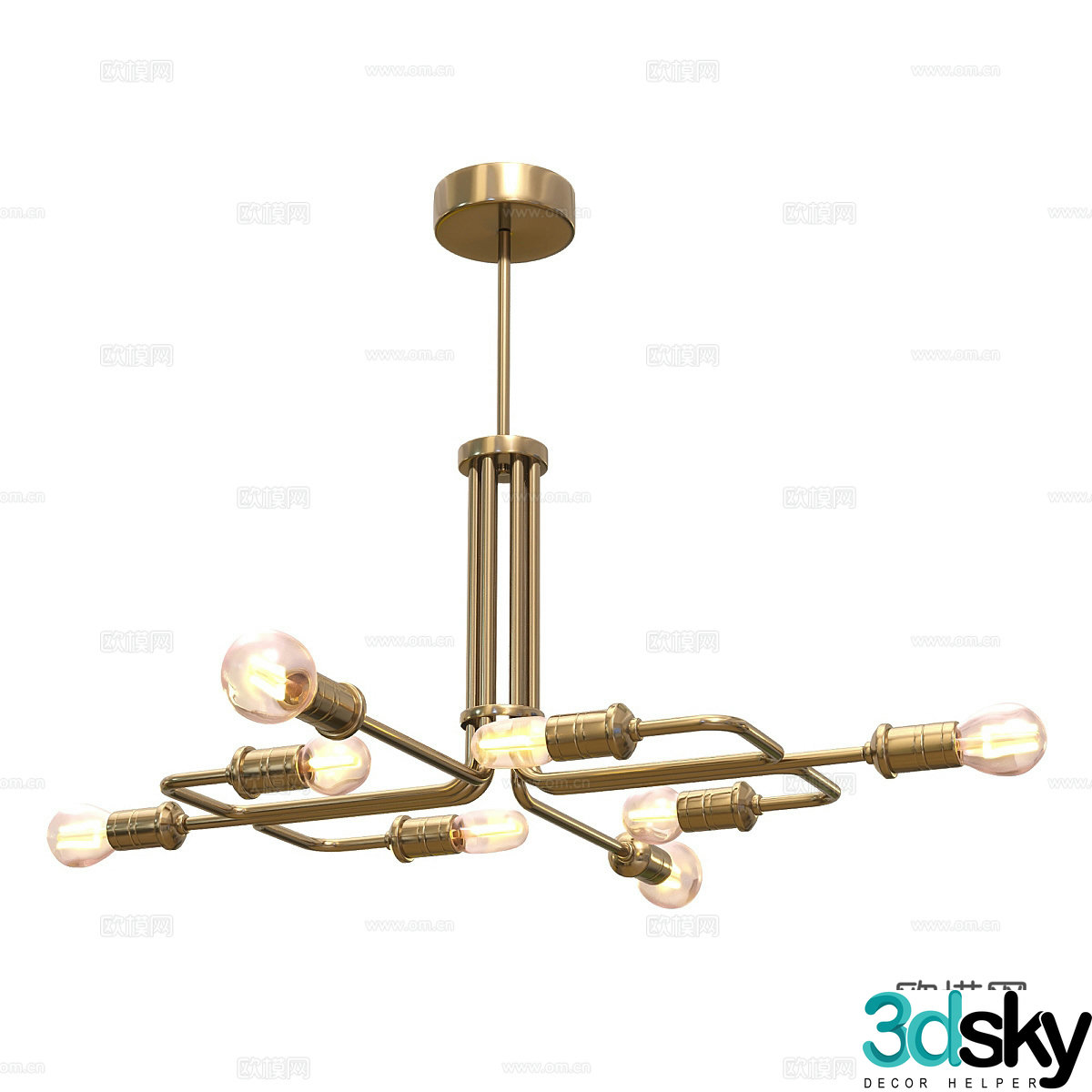 Light luxury hall chandelier 3D model
