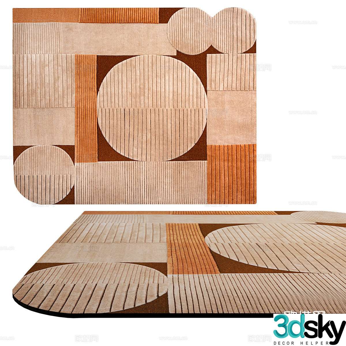 Modern minimalist carpet special shaped carpet living room carpet 3d model