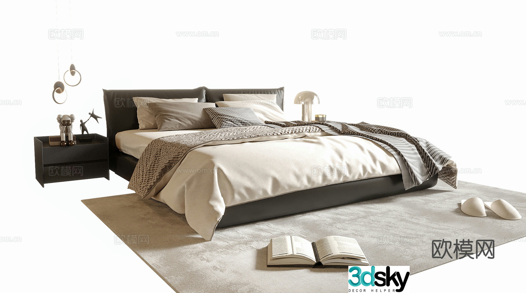 Modern double bed 3d model