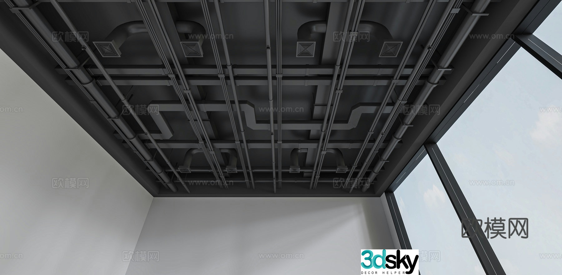 Pipe ceiling air conditioning pipe pipe ceiling 3D model