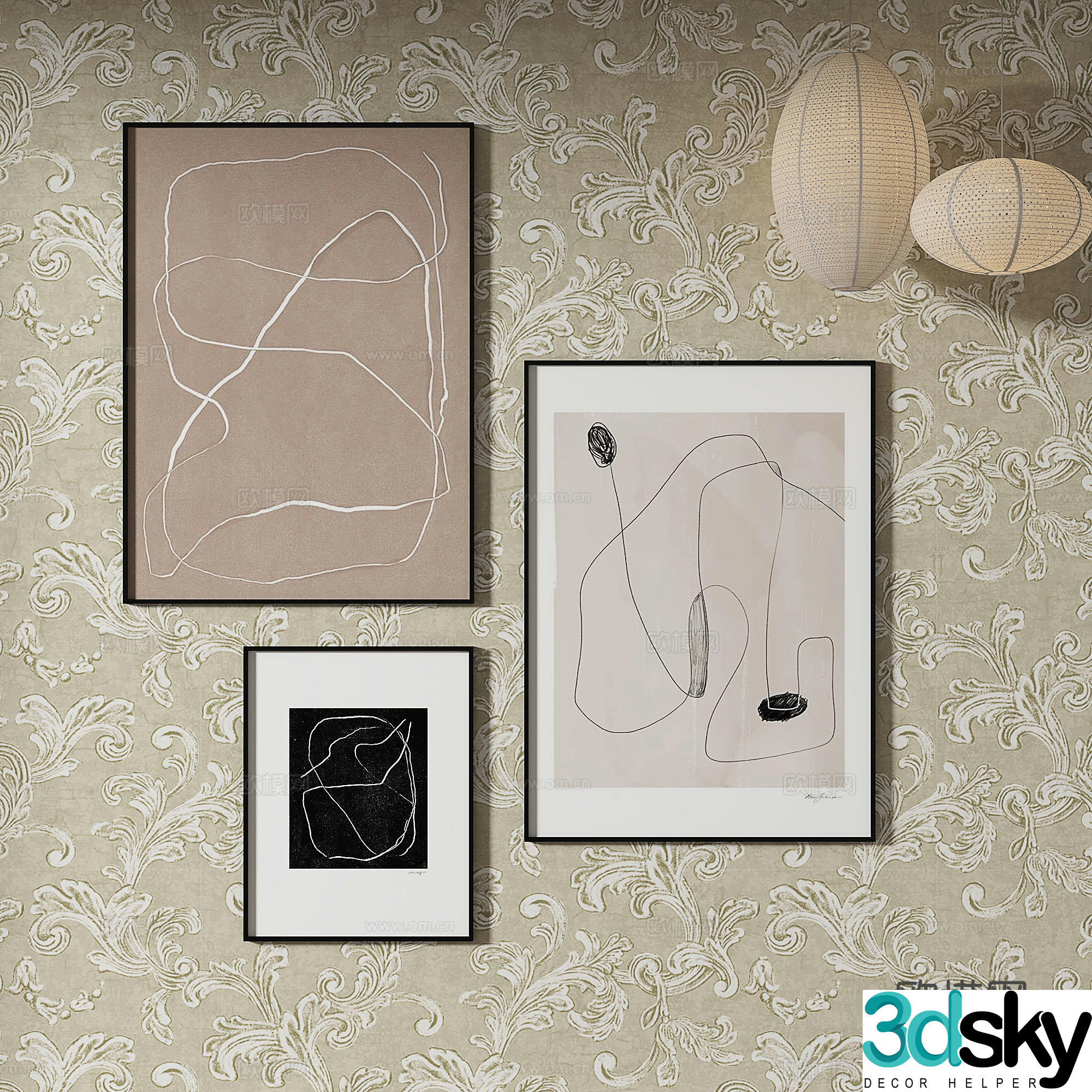 Simple European art painting decorative painting 3d model