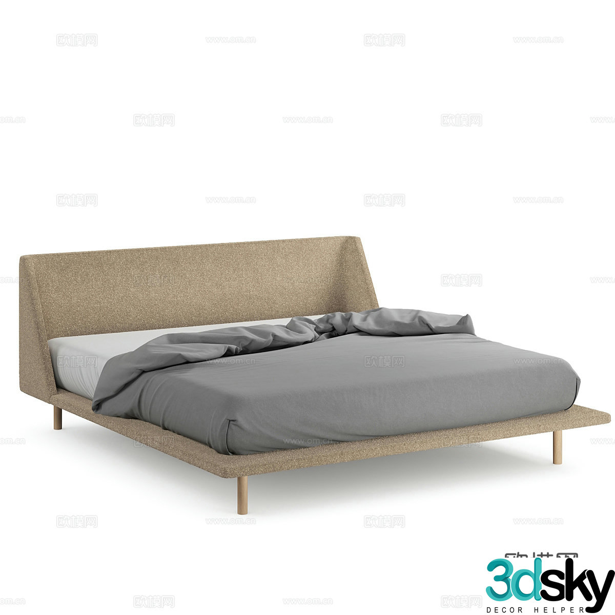 Modern double bed 3d model