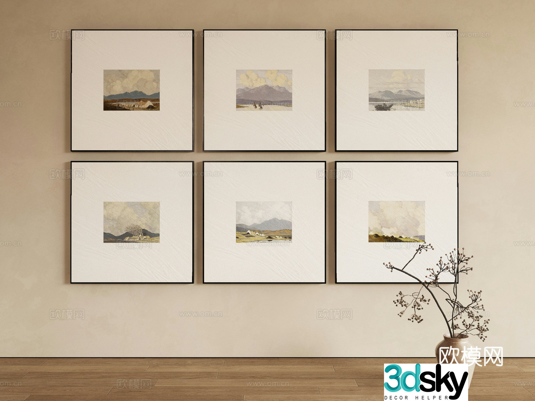 Modern landscape painting decorative painting 3d model