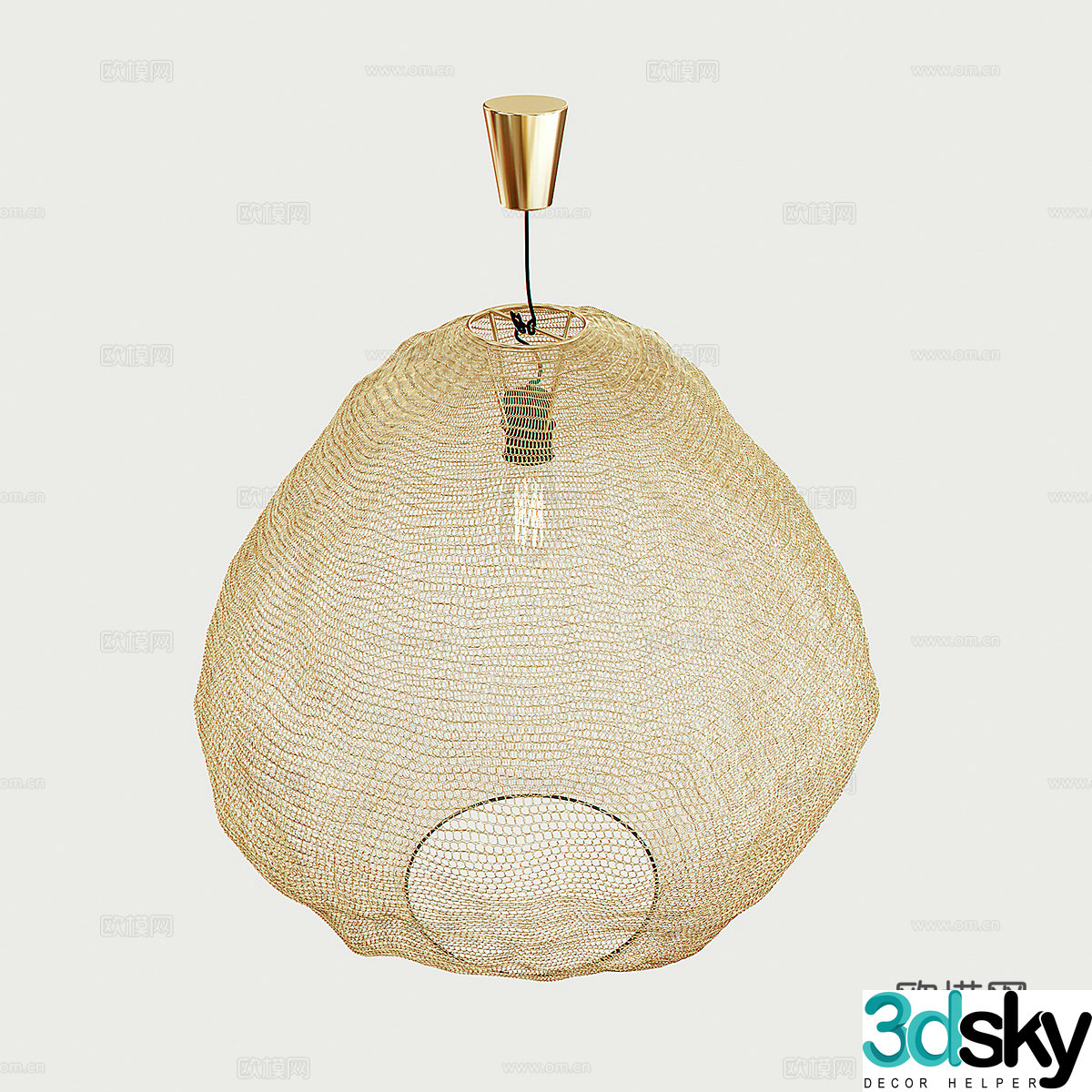 Light luxury grid chandelier 3D model