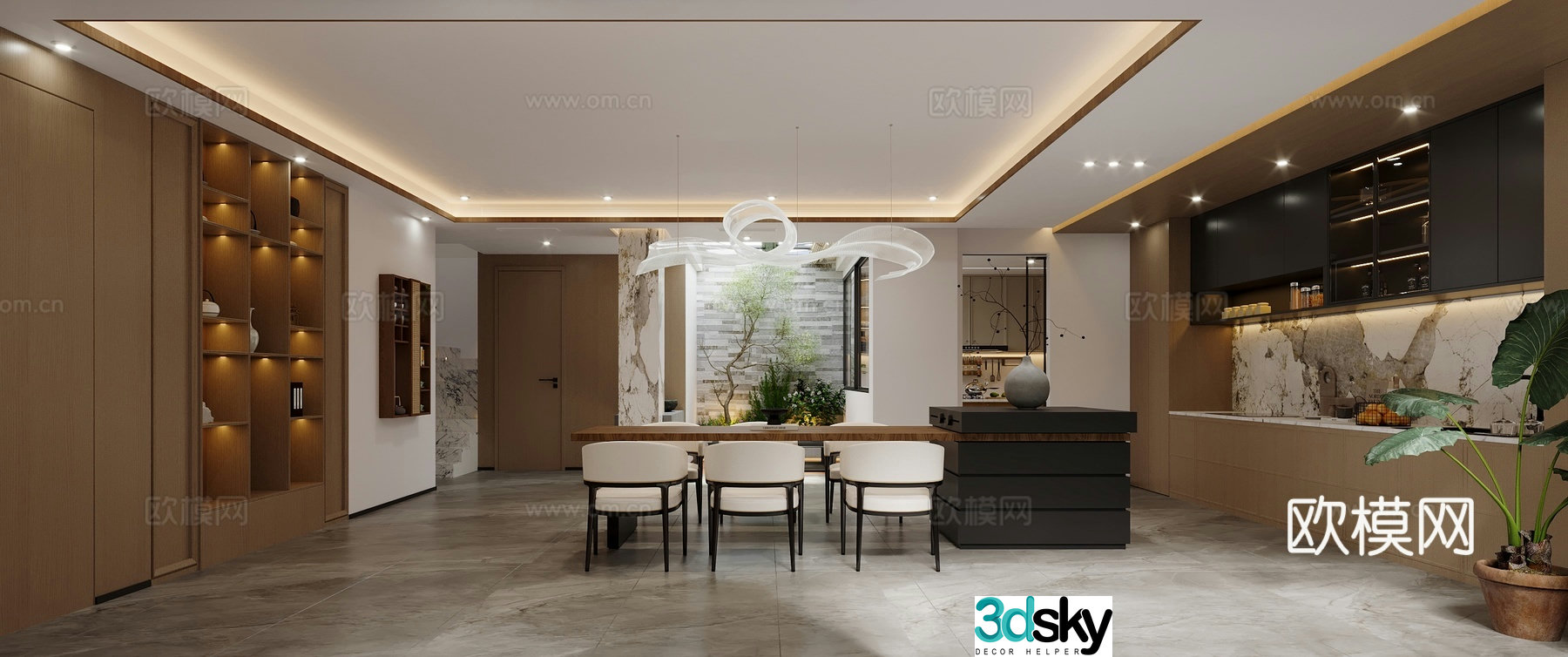 Modern island restaurant 3d model