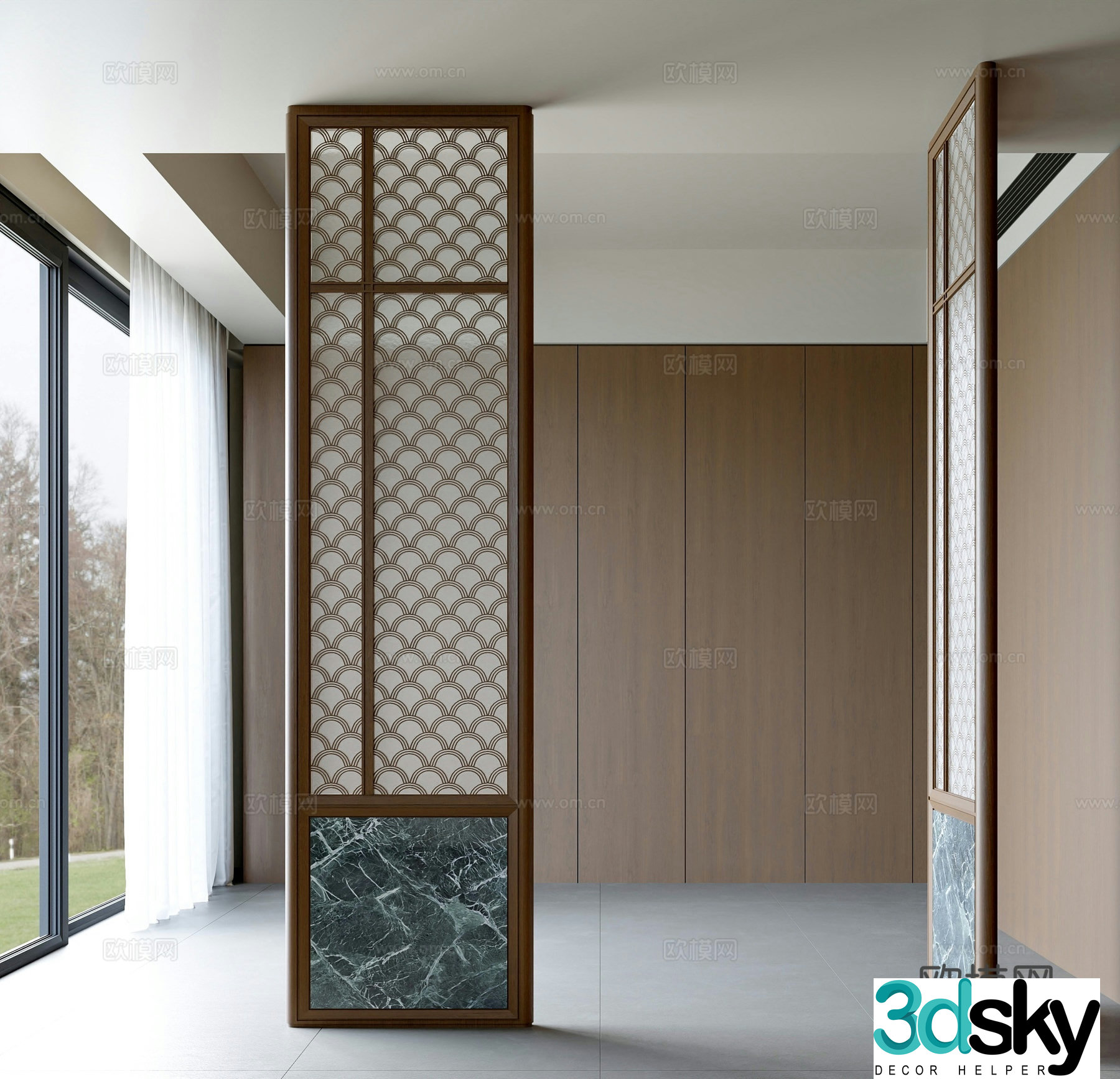 New Chinese style screen partition 3D model