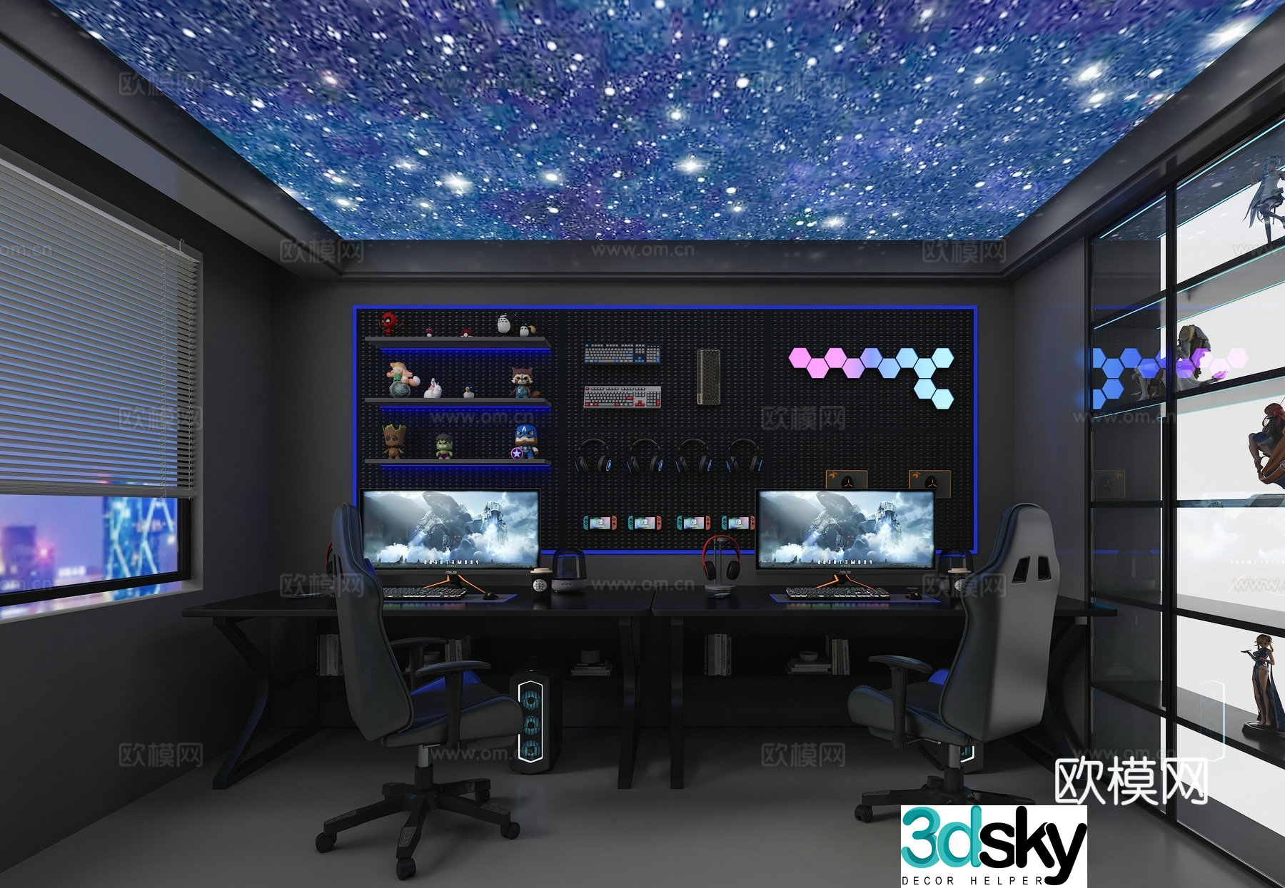 Modern e-sports room hand-made room 3D model