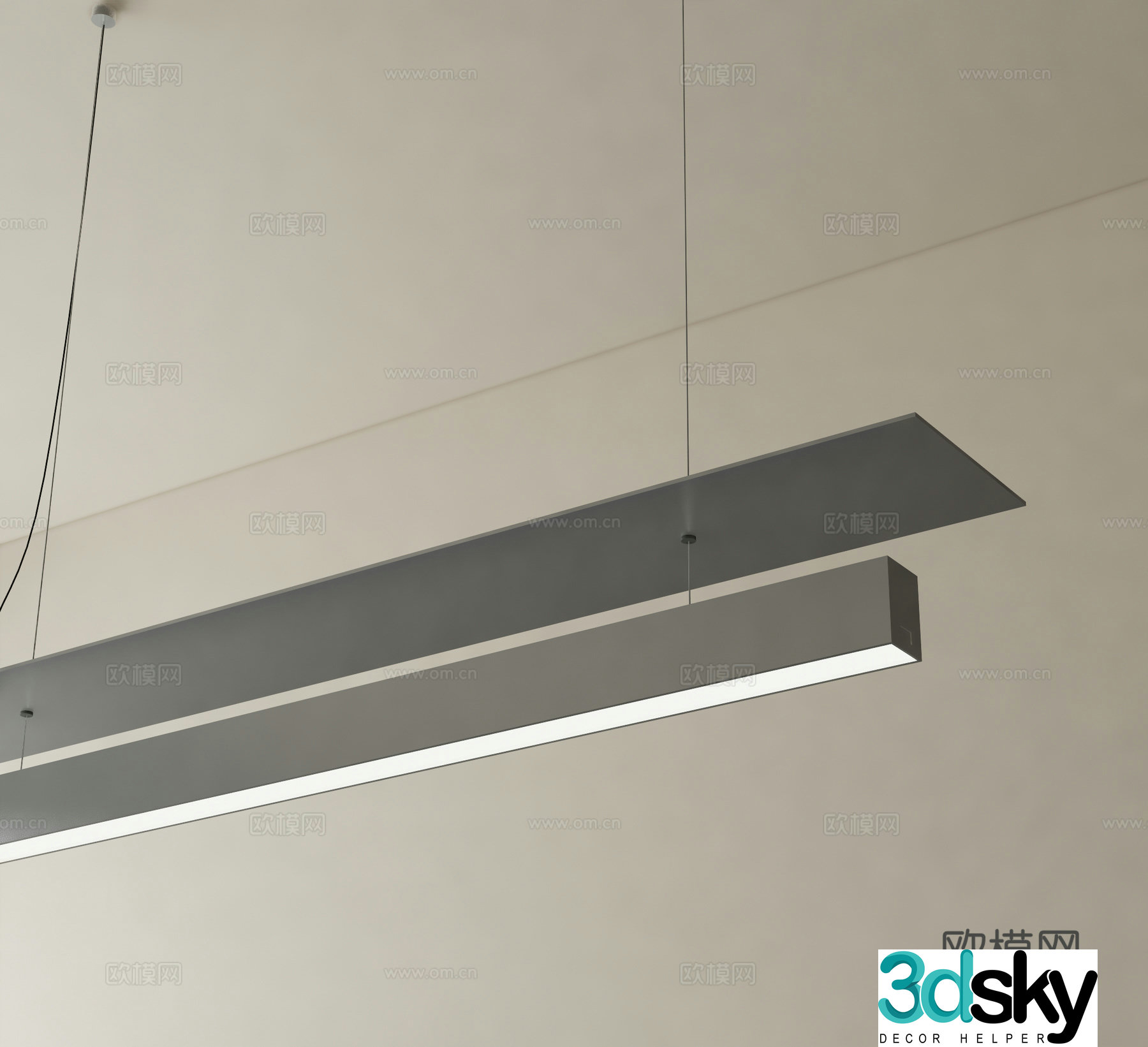 Modern chandelier long chandelier office chandelier 3d model