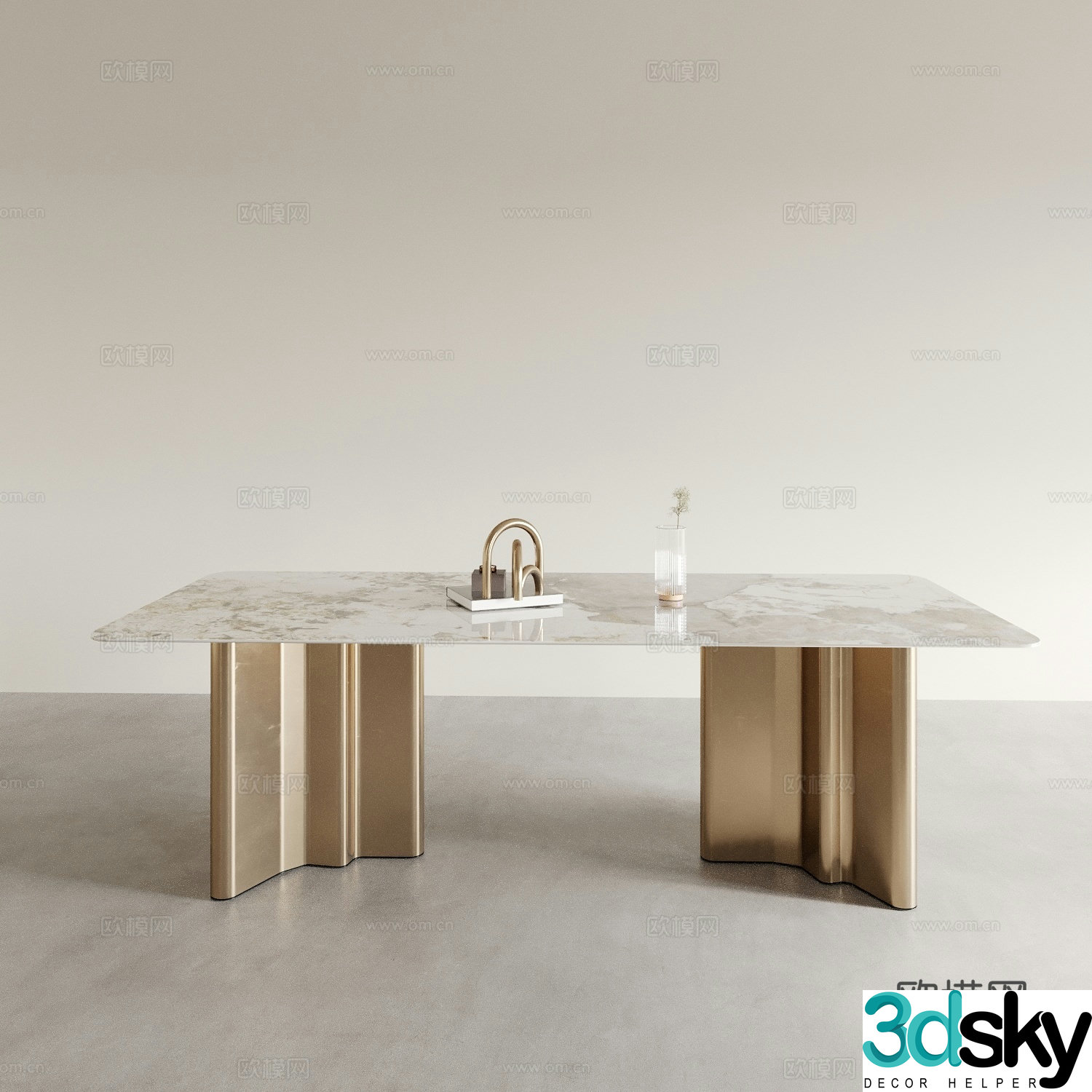 Light luxury dining table 3D model