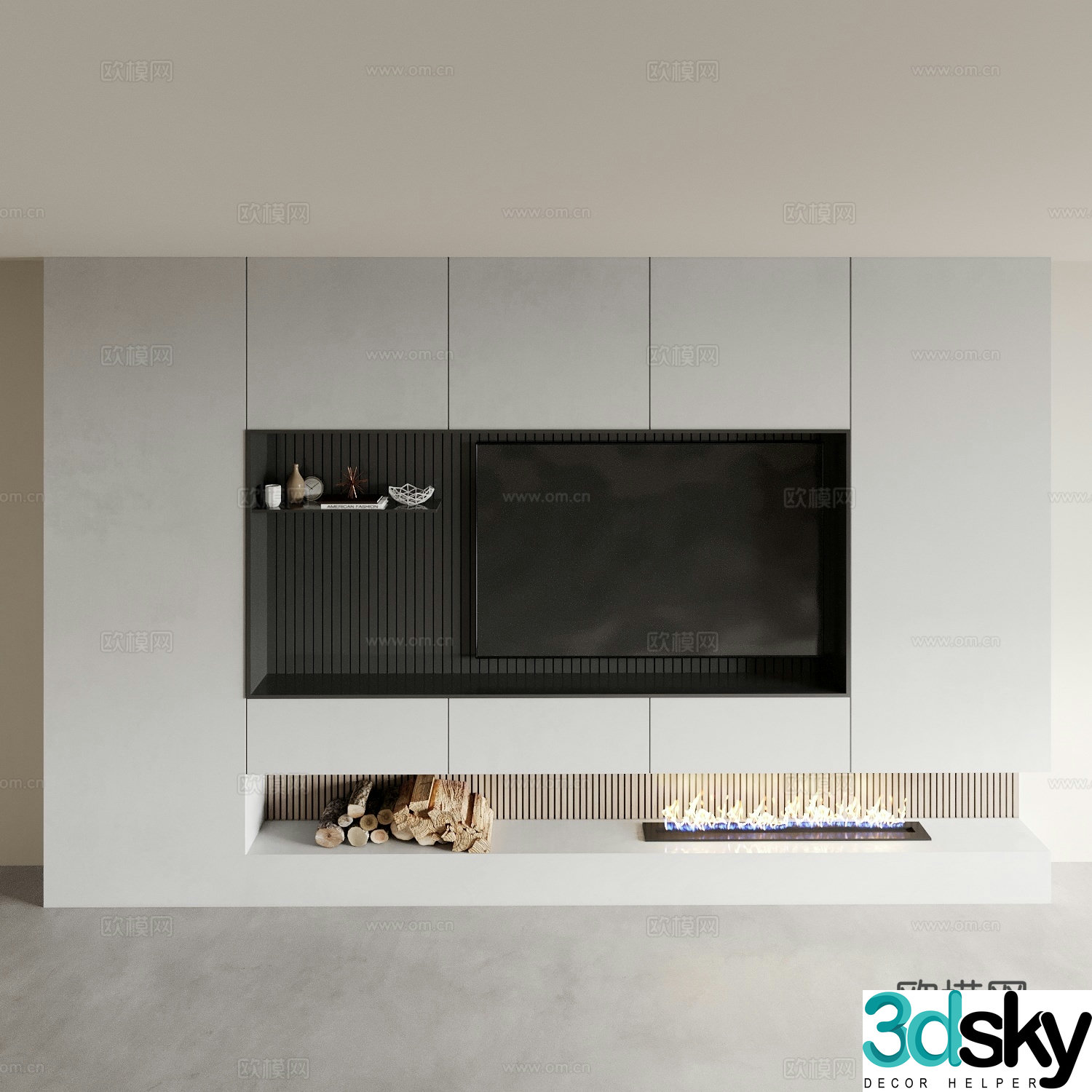 Modern TV background wall 3d model
