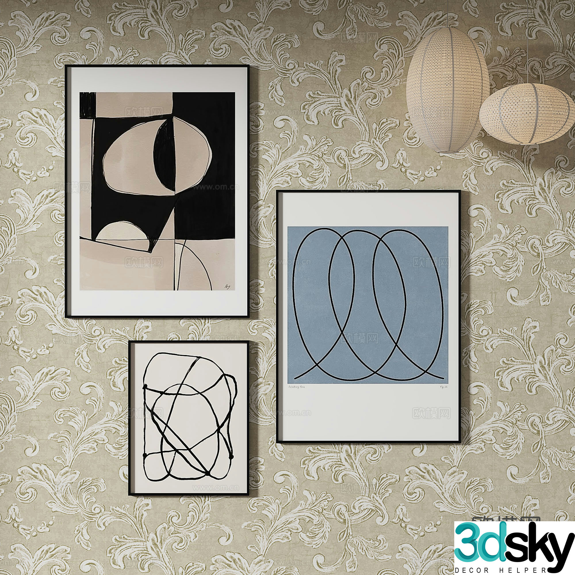 Simple European art painting decorative painting 3d model