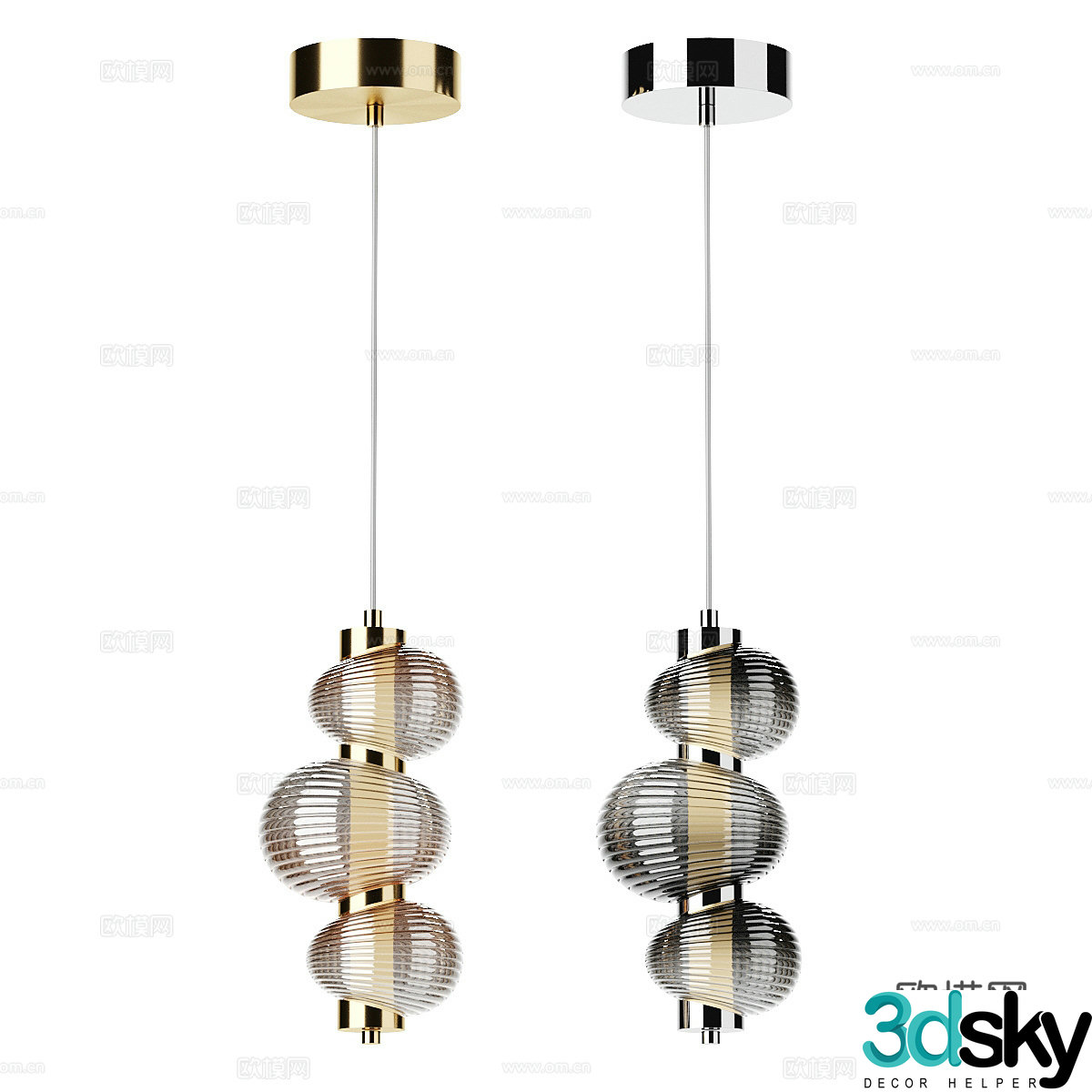 Modern minimalist chandelier glass chandelier restaurant chandelier 3d model