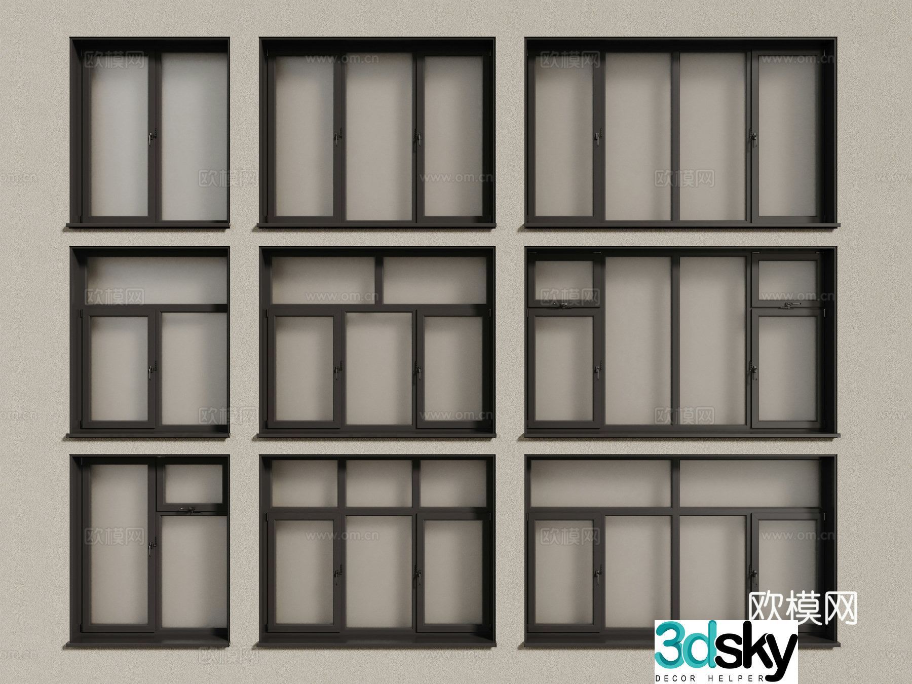 Modern windows aluminum alloy windows casement windows floor-to-ceiling windows 3d model