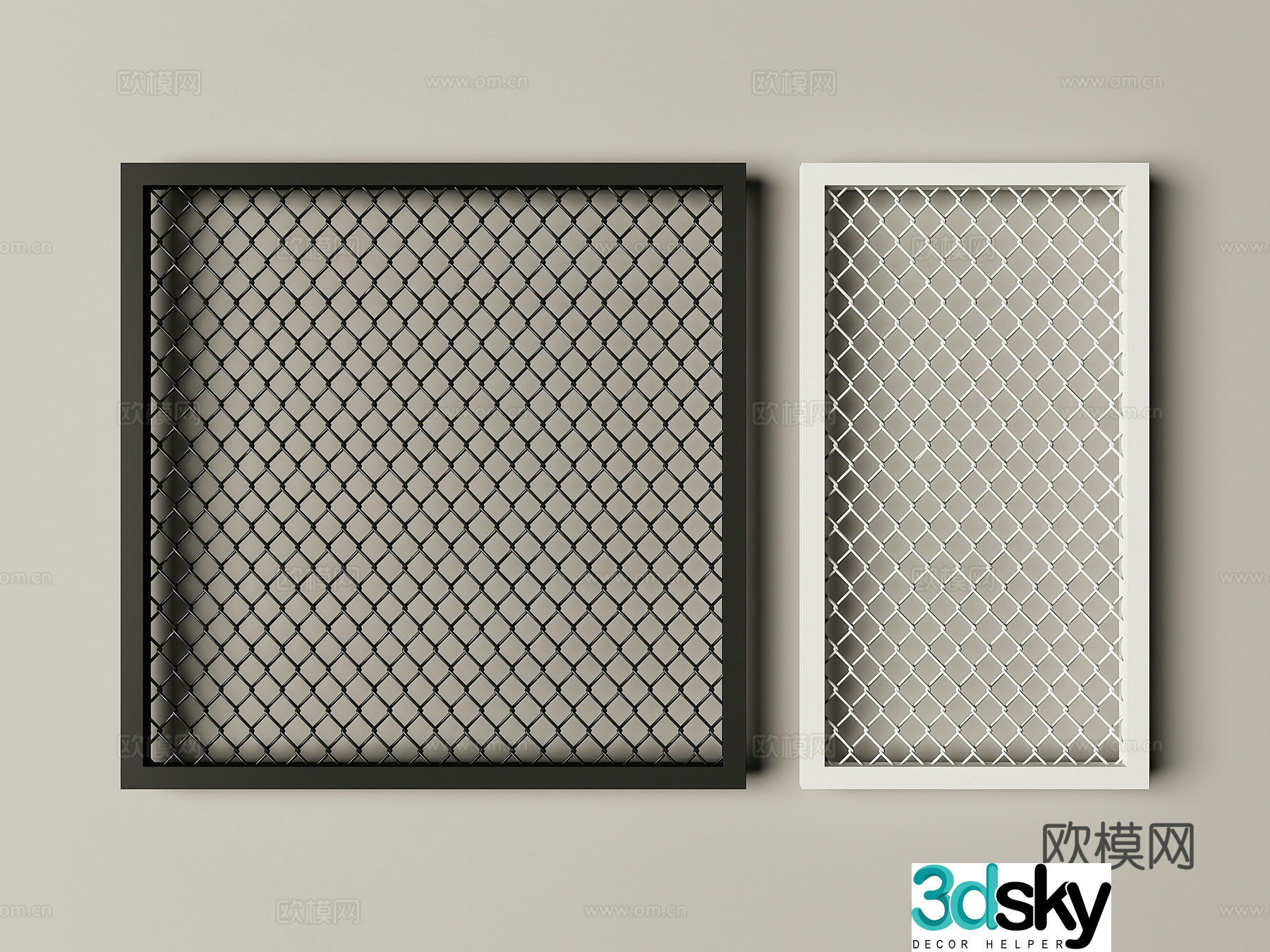 Modern barbed wire fence fence guardrail 3d model