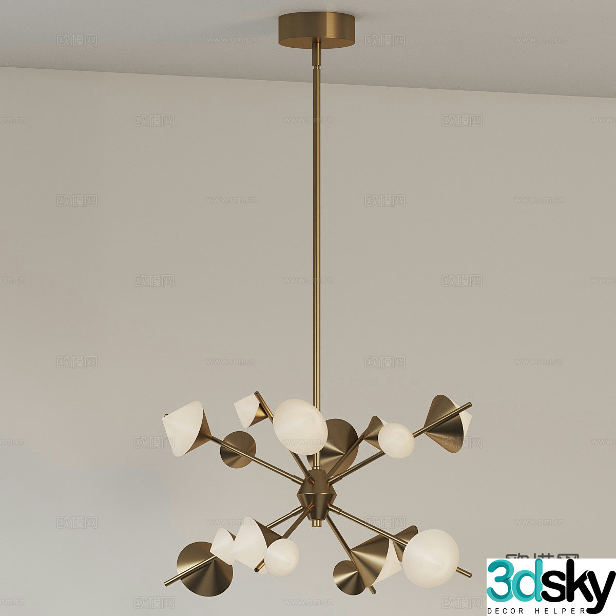 Light luxury chandelier 3d model