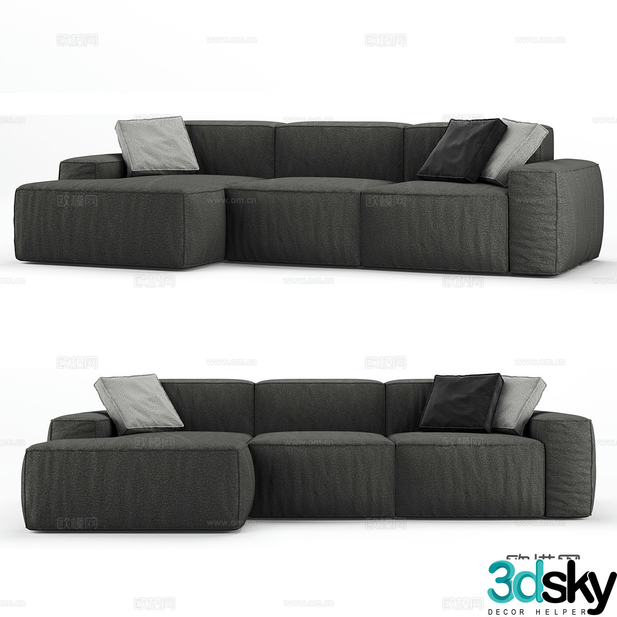 Modern corner sofa multi-person sofa 3d model