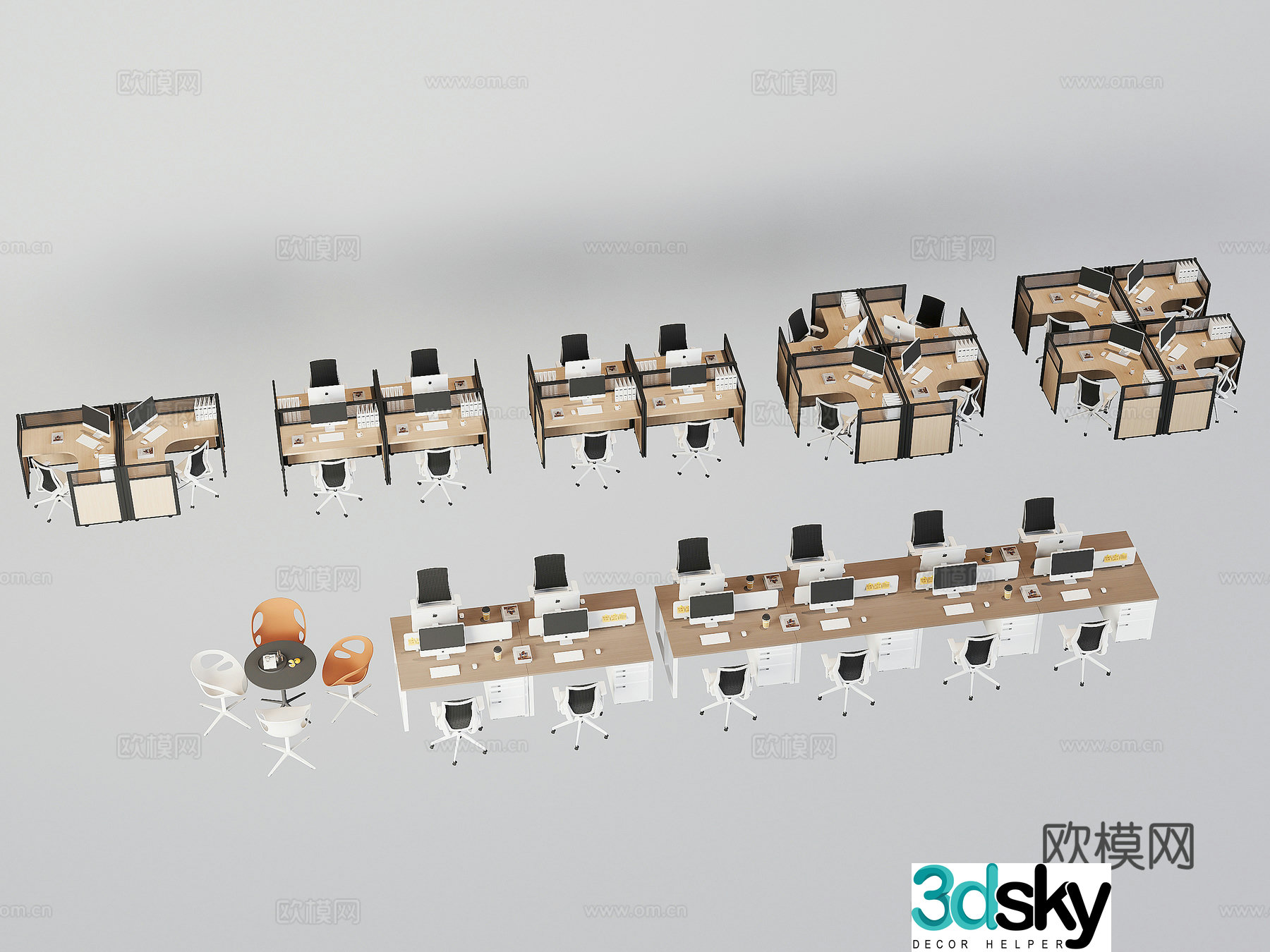 Modern office desk and chair workbench 3d model