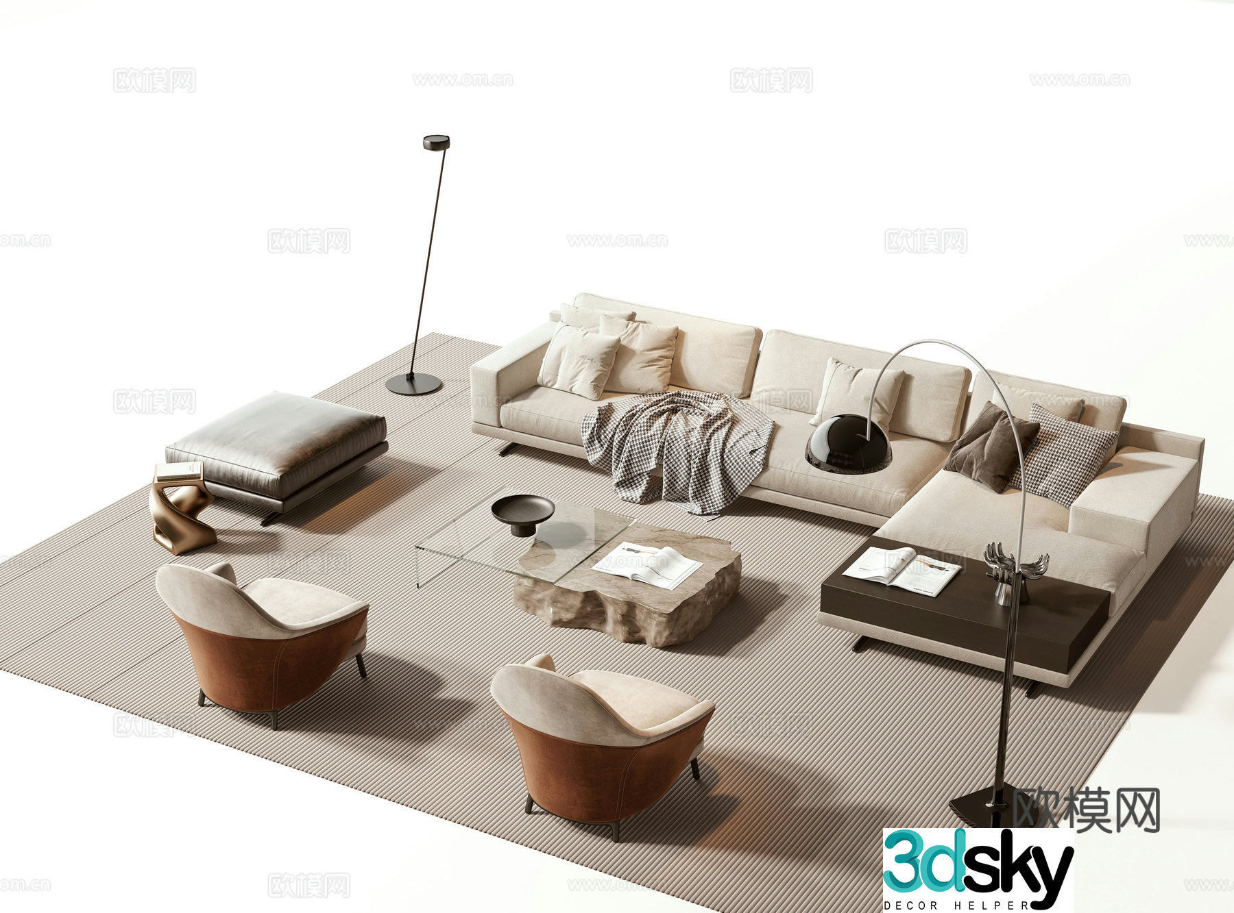 Modern sectional sofa 3d model