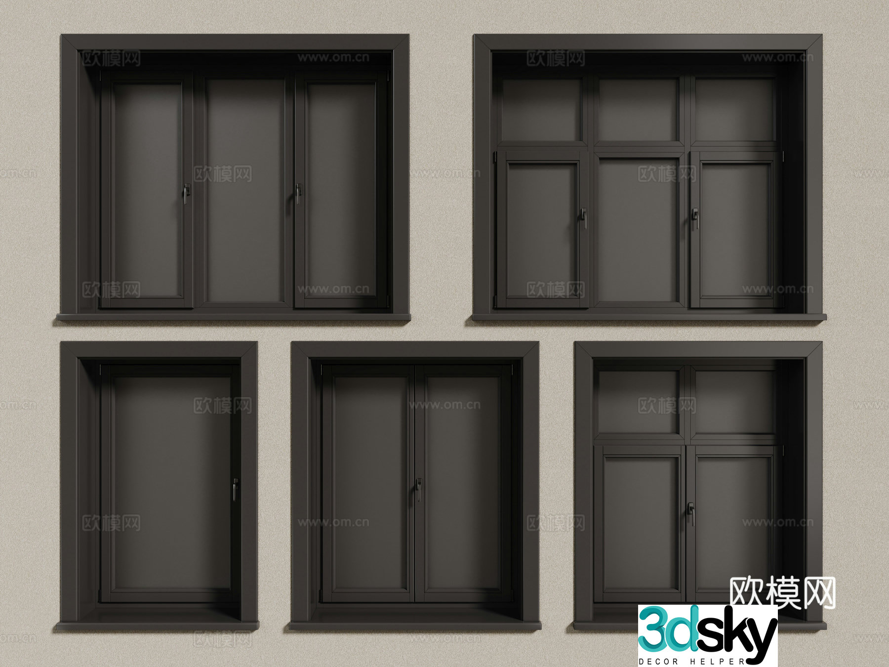 Modern windows aluminum alloy windows casement windows floor-to-ceiling windows 3d model