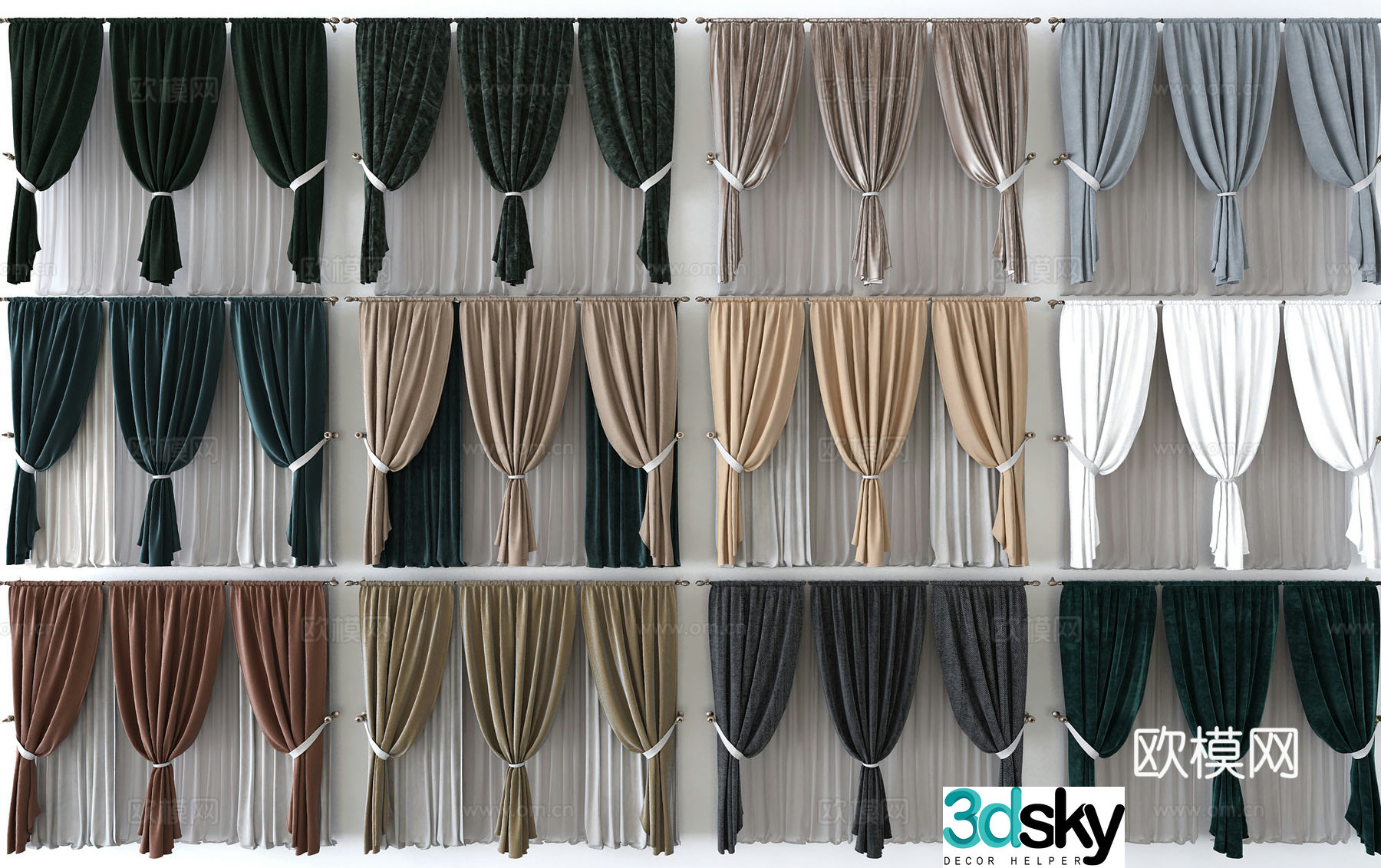 Curtains Window Screen 3d model