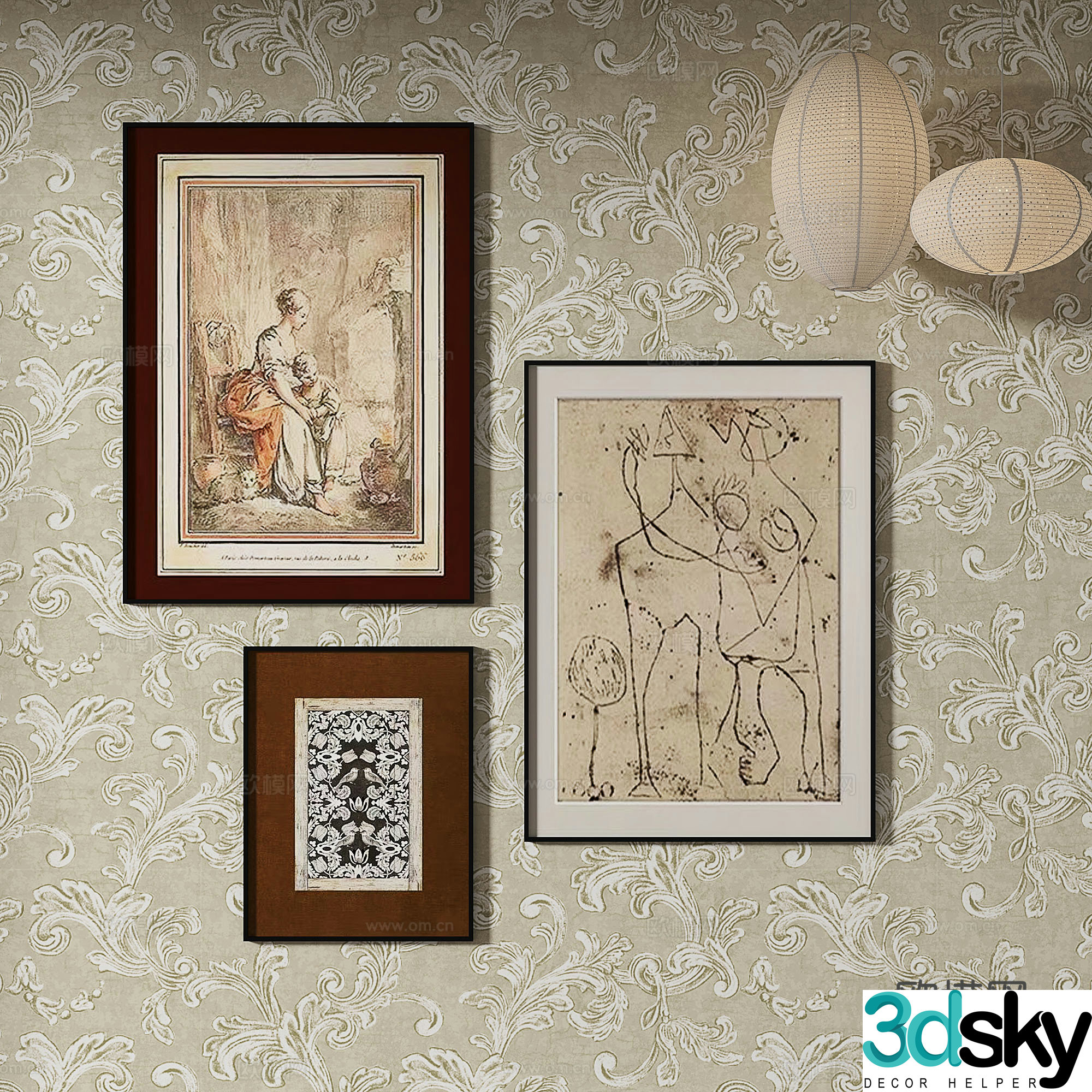 Simple European art painting decorative painting 3d model