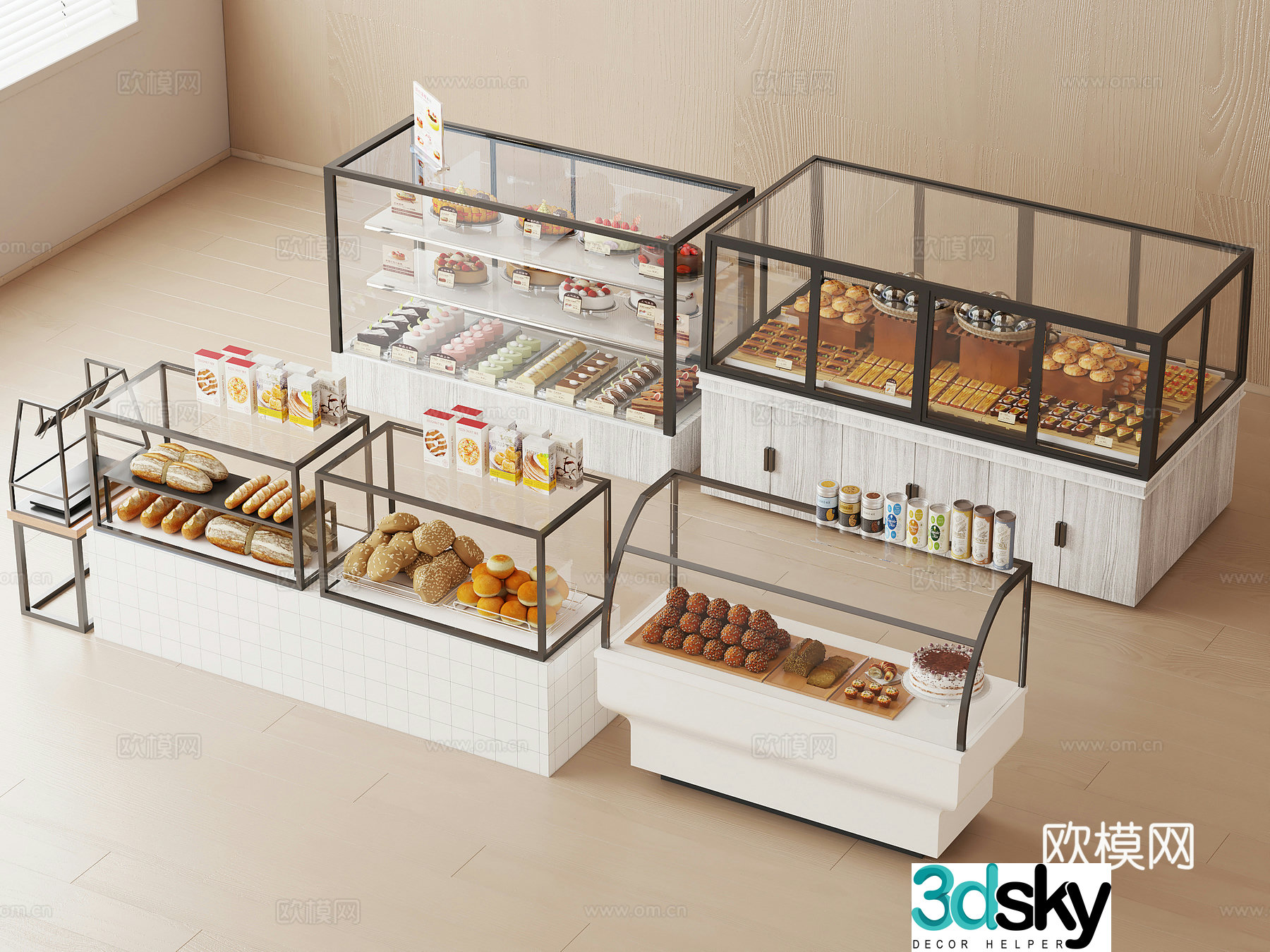 Bakery cabinet cake cabinet 3d model
