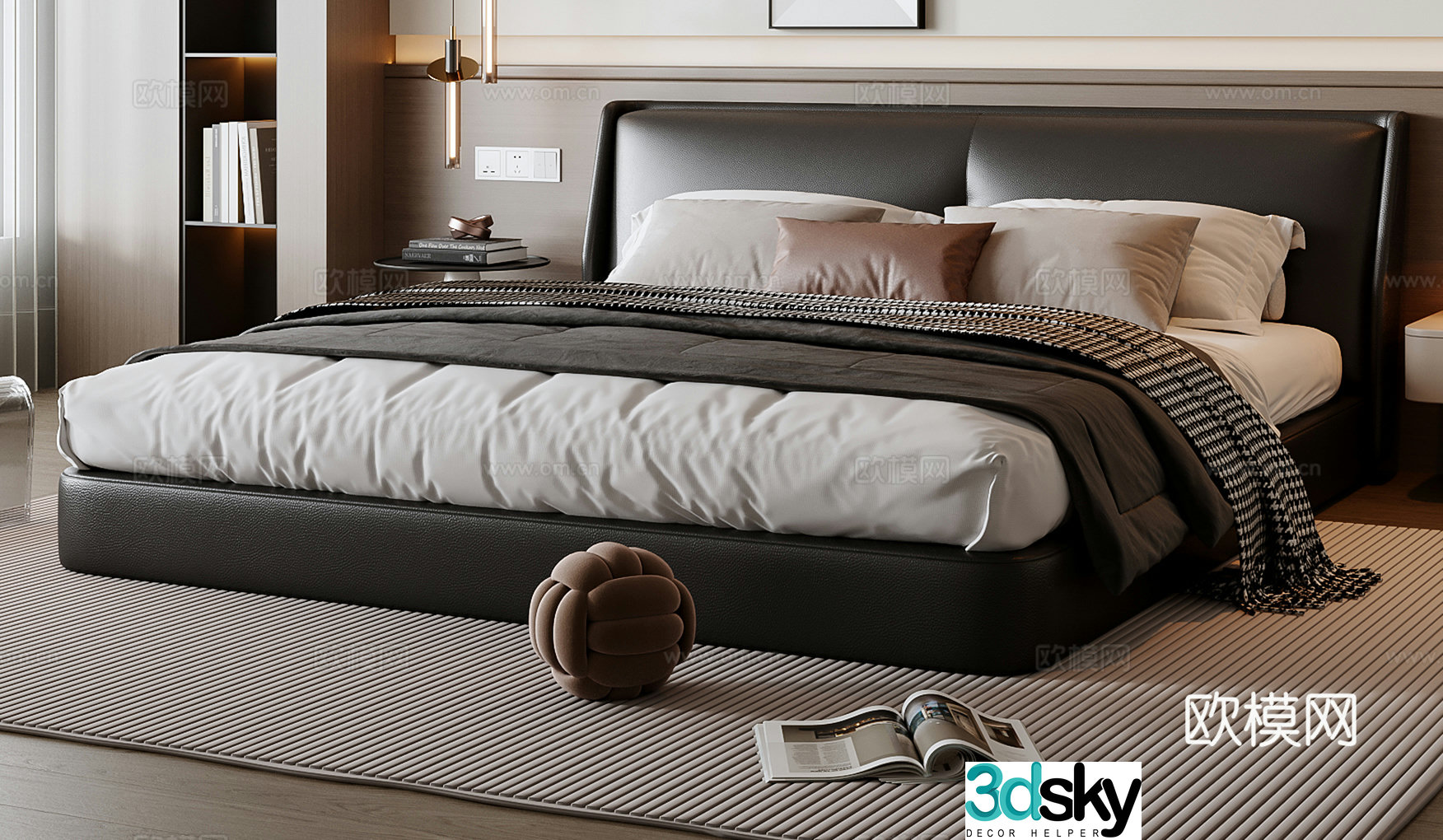 Modern double bed 3d model