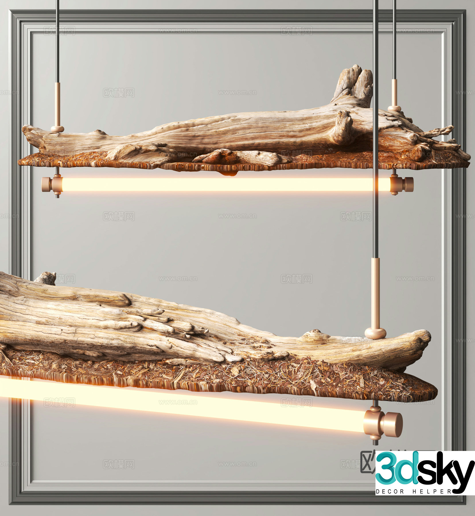 Wabi-sabi style chandelier tree root chandelier 3d model