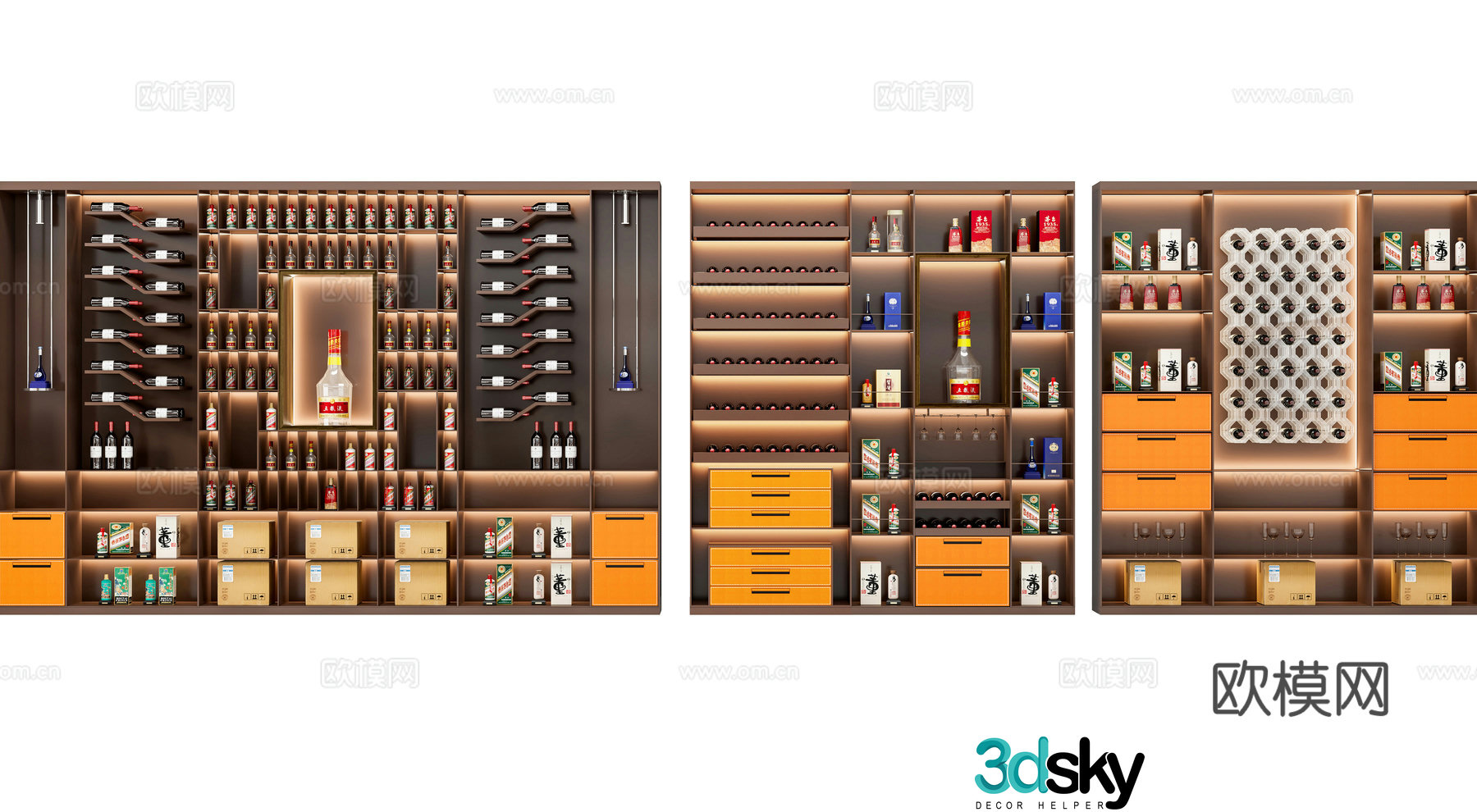 Modern wine cabinet wine cellar cabinet 3d model