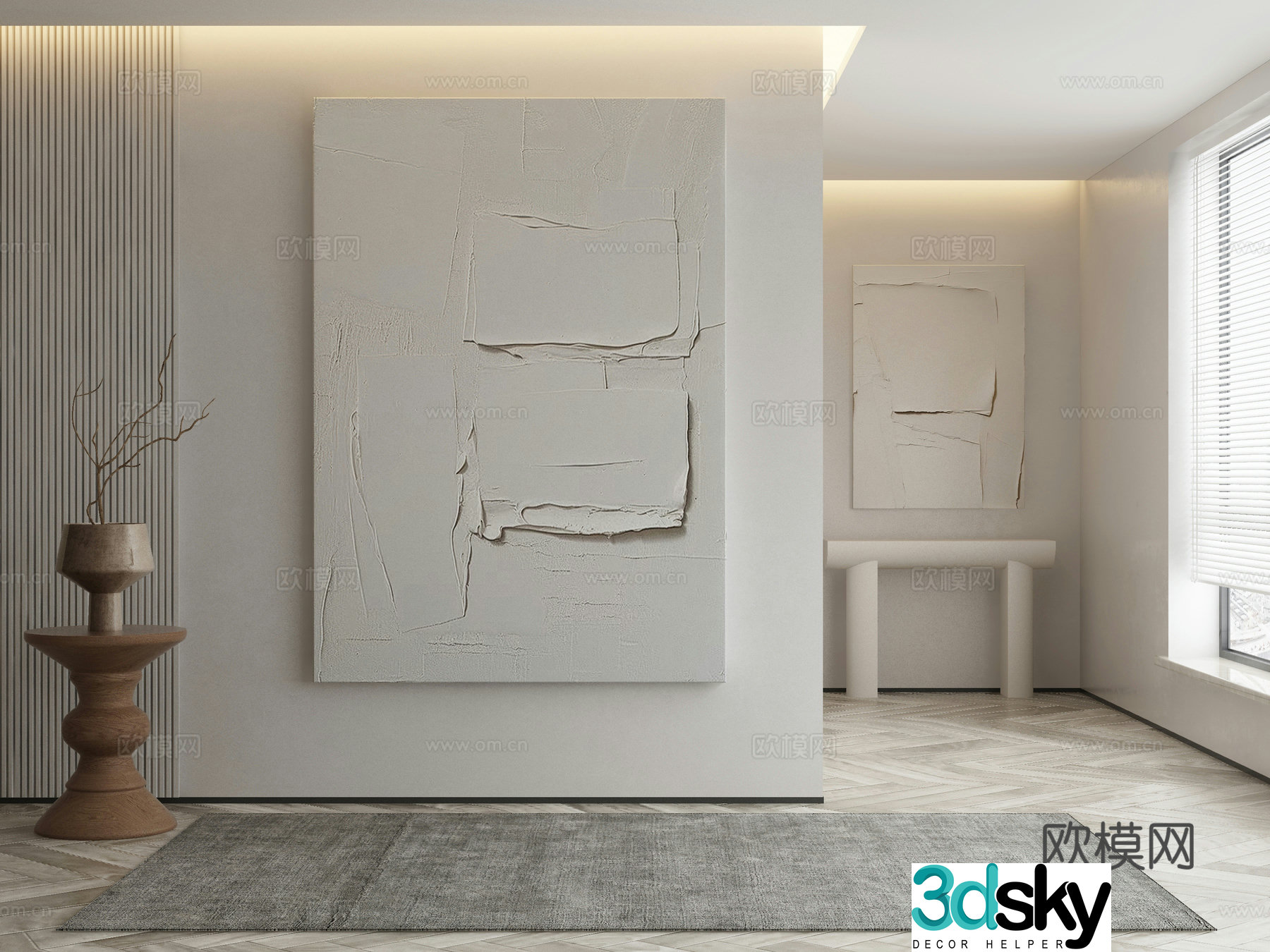 Modern texture painting decorative painting 3d model