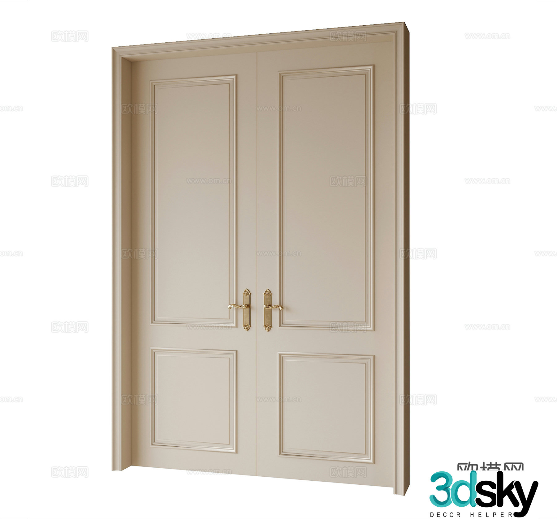 French double door entry door 3d model