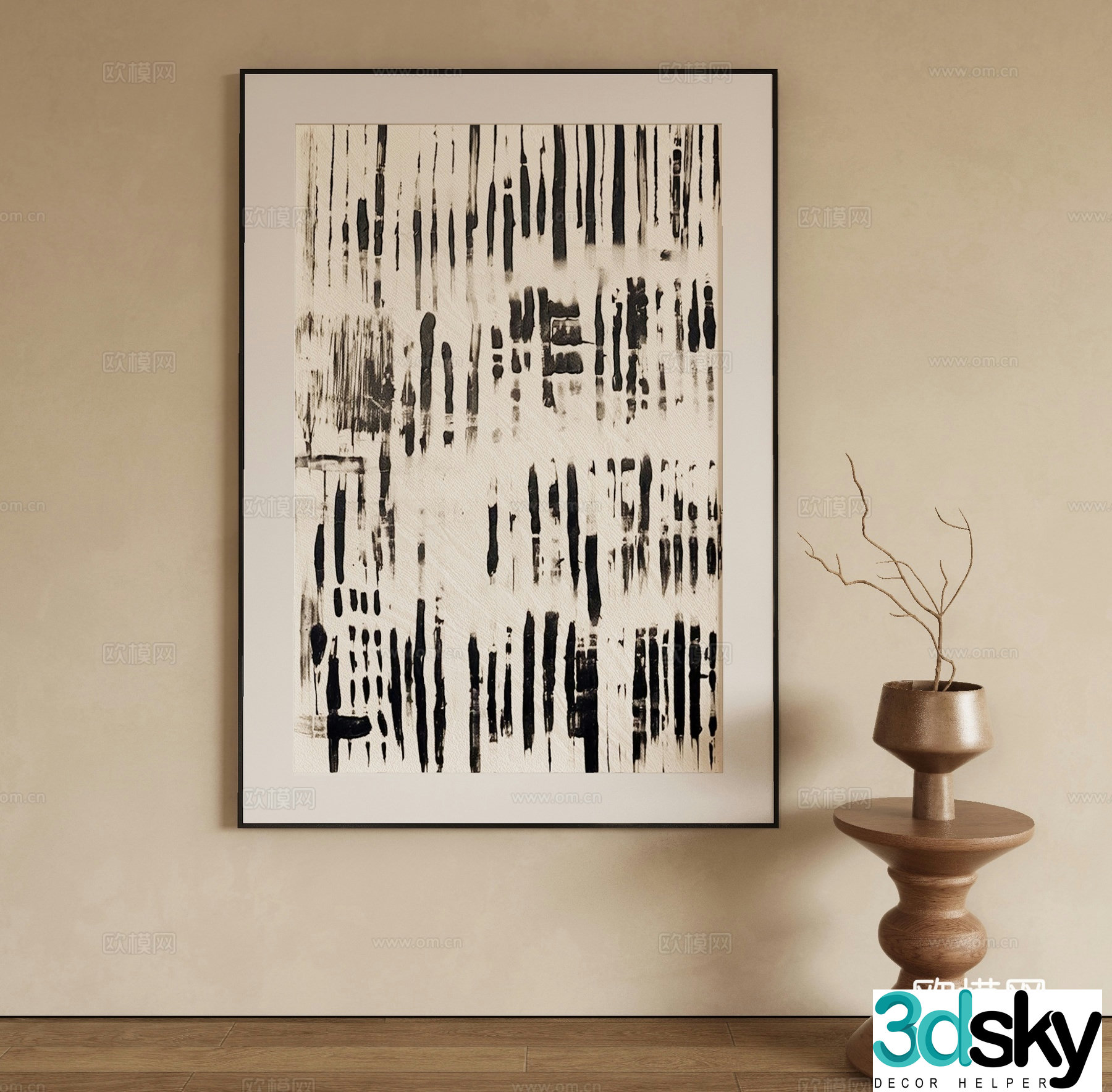 Modern texture painting decorative painting 3d model