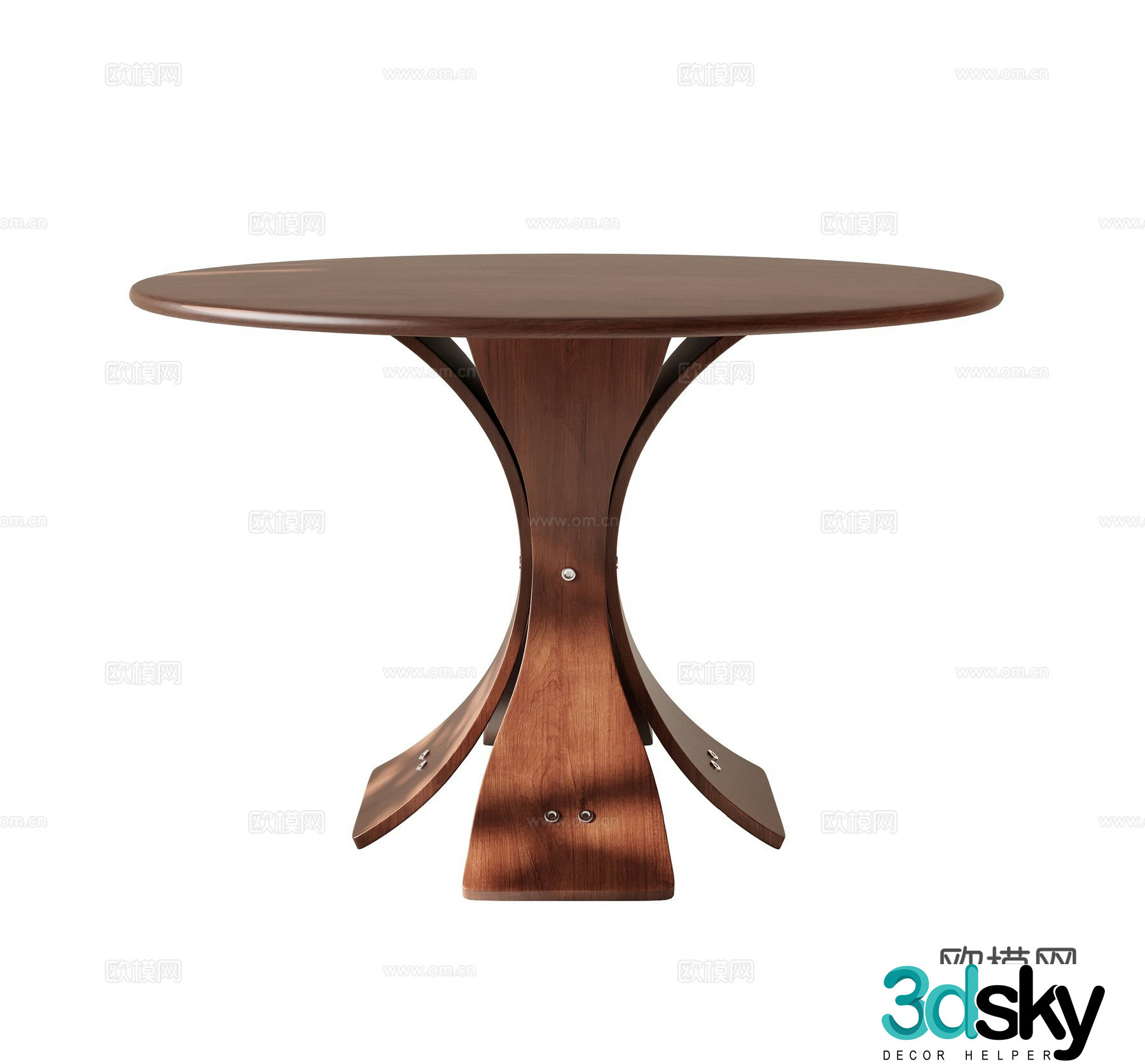 solid wood dining table 3d model