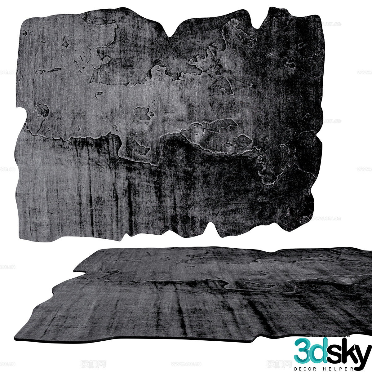 Modern minimalist carpet abstract carpet black carpet 3d model