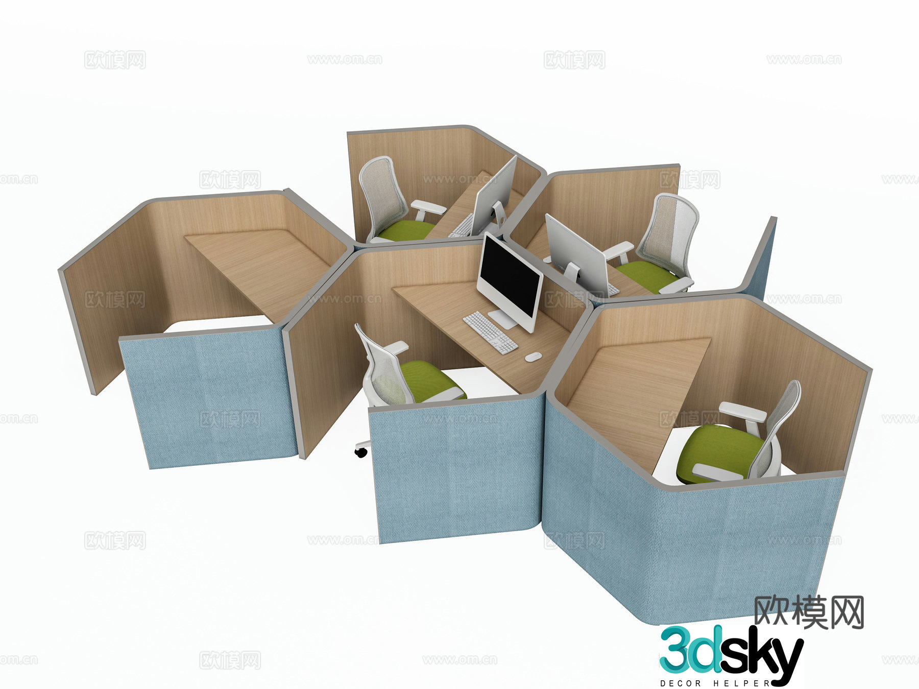 Modern office desk and chair 3d model