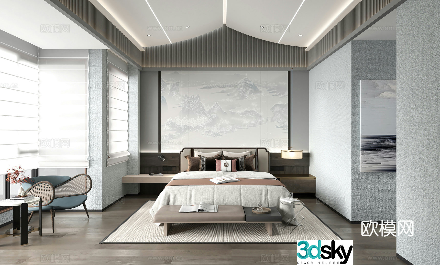 New Chinese style bedroom master bedroom 3d model