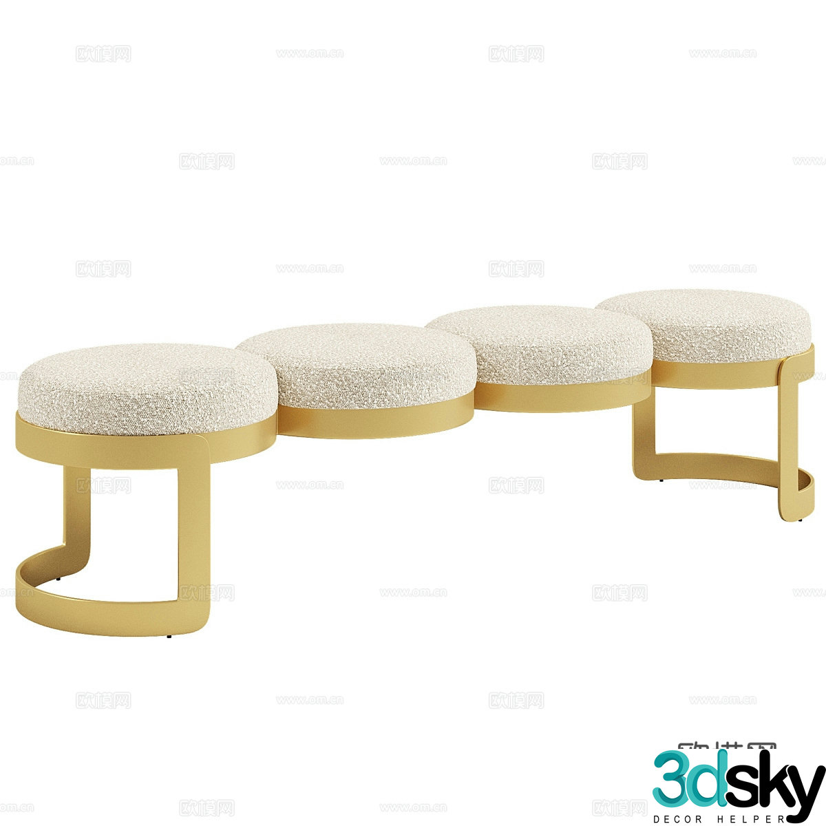 Modern footrest sofa stool 3d model