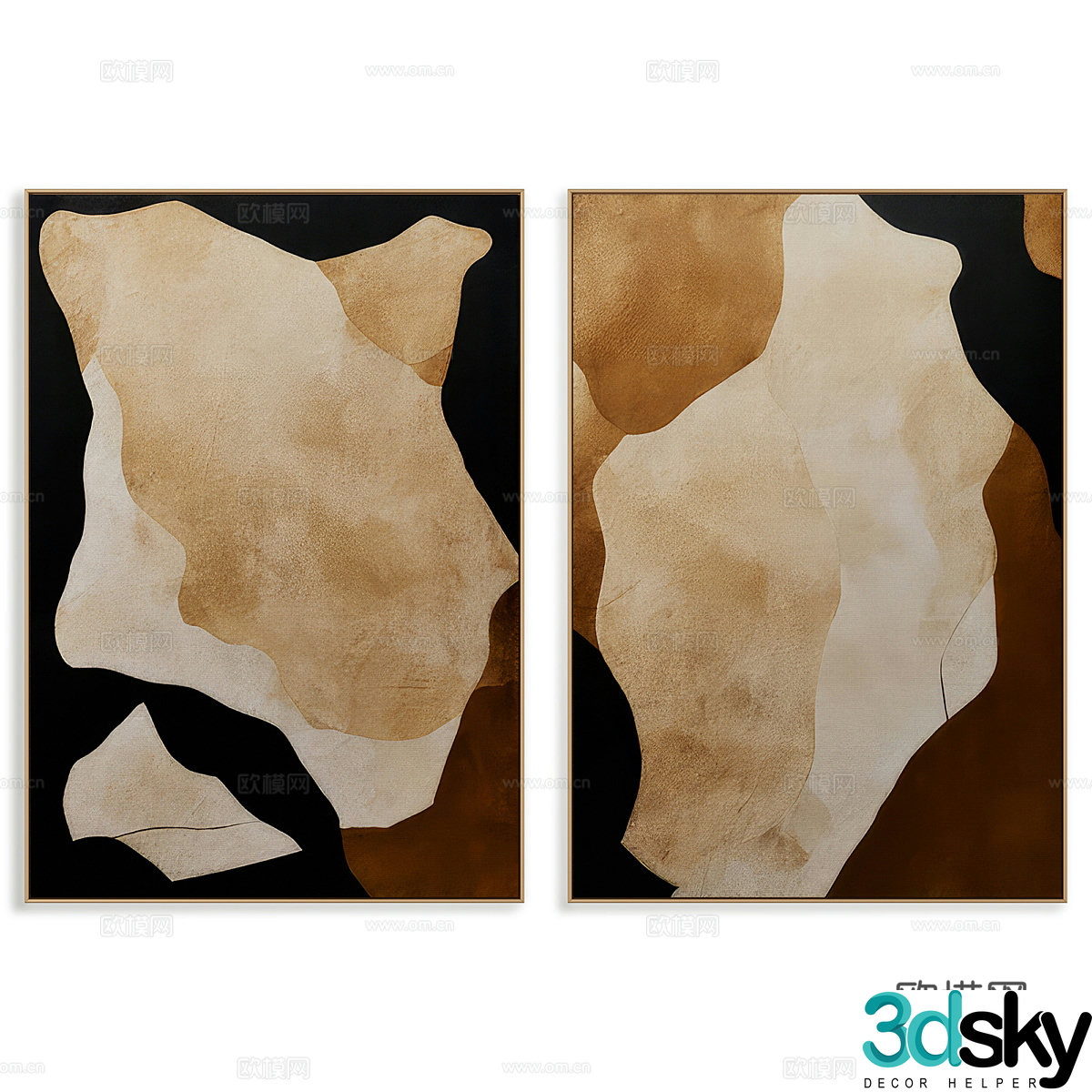 Wabi-sabi art hanging painting decorative painting 3d model