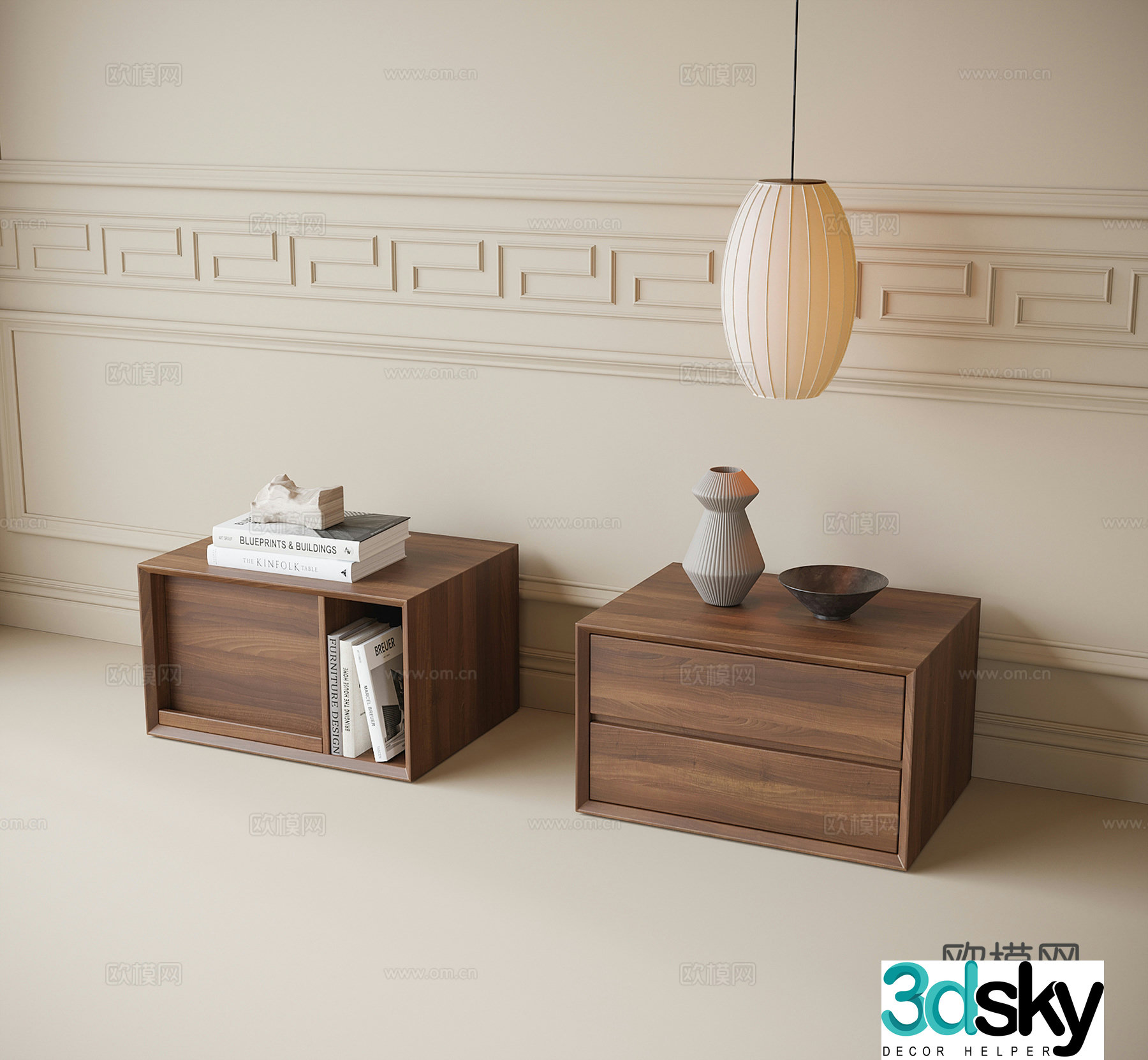 Medieval style bedside table 3d model